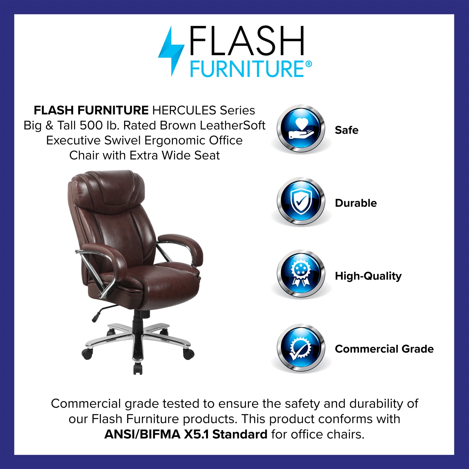 Flash Furniture Hercules LeatherSoft Faux Leather High Back Big  Tall Ergonomic Office Chair BrownGray PopularChairscom