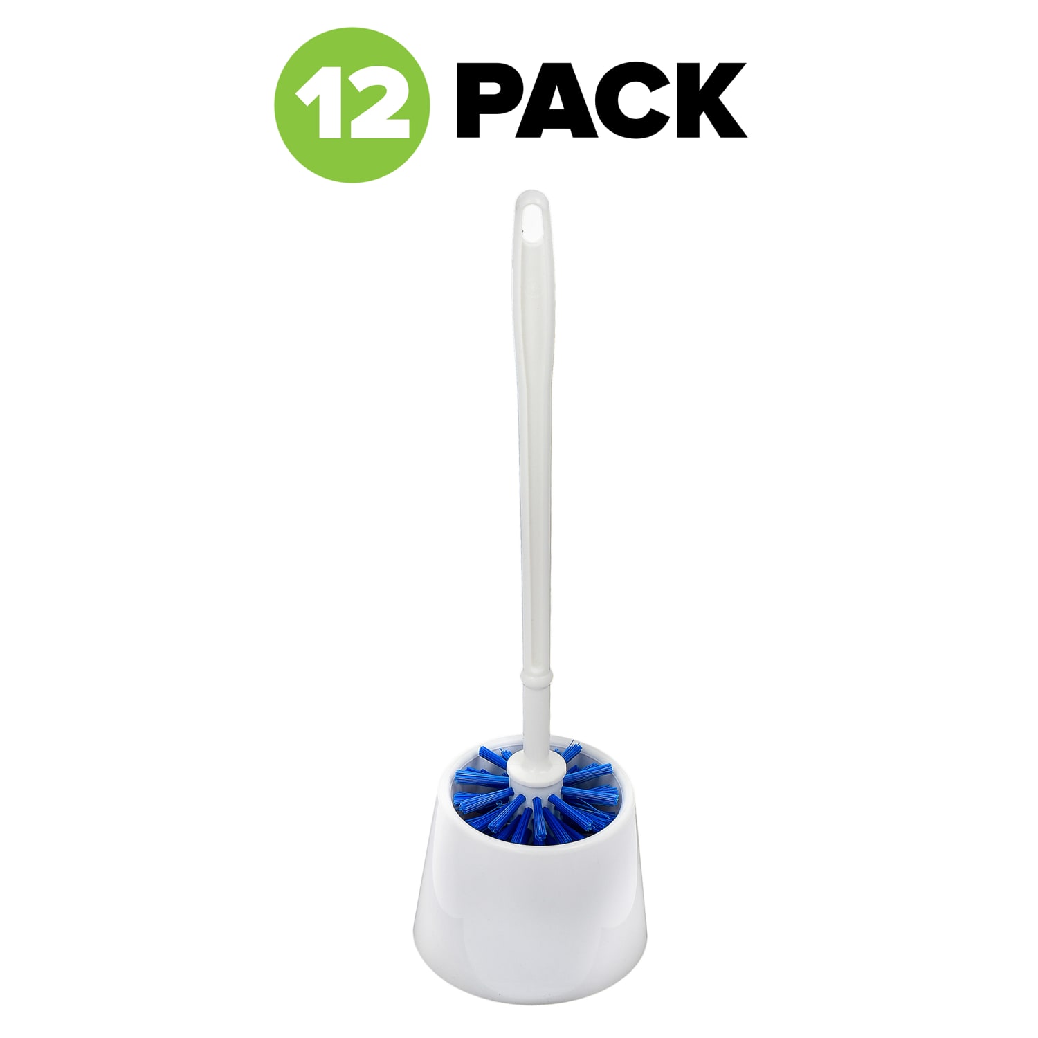 Alpine Economy Toilet Bowl Brushes With Caddies, 16-5/16in x 4-1/2in, Blue/White, Pack Of 12 Brushes - Image 3