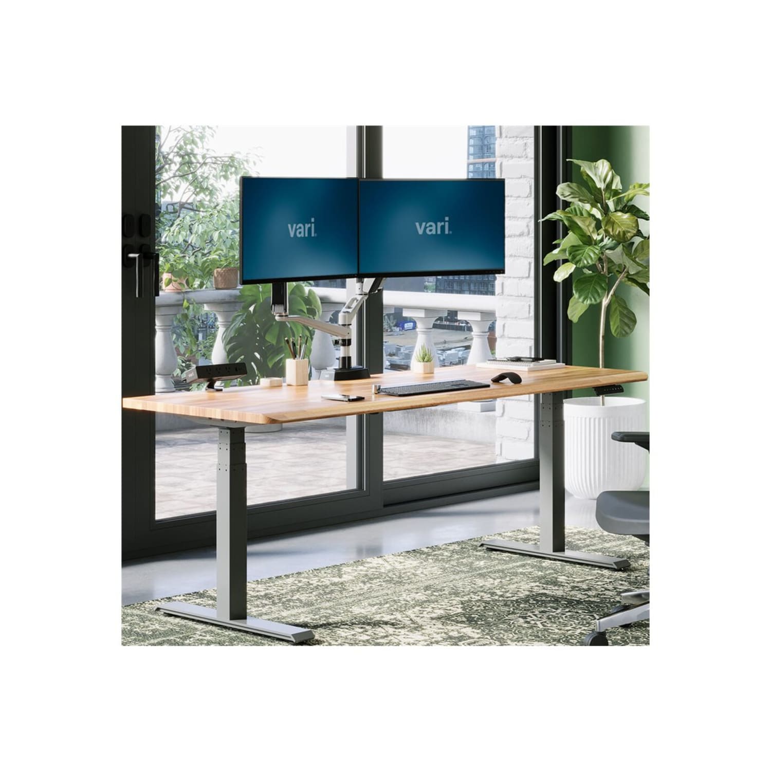 VARI Electric Standing Desk With ComfortEdge, 72inW, Butcher Block - Image 4