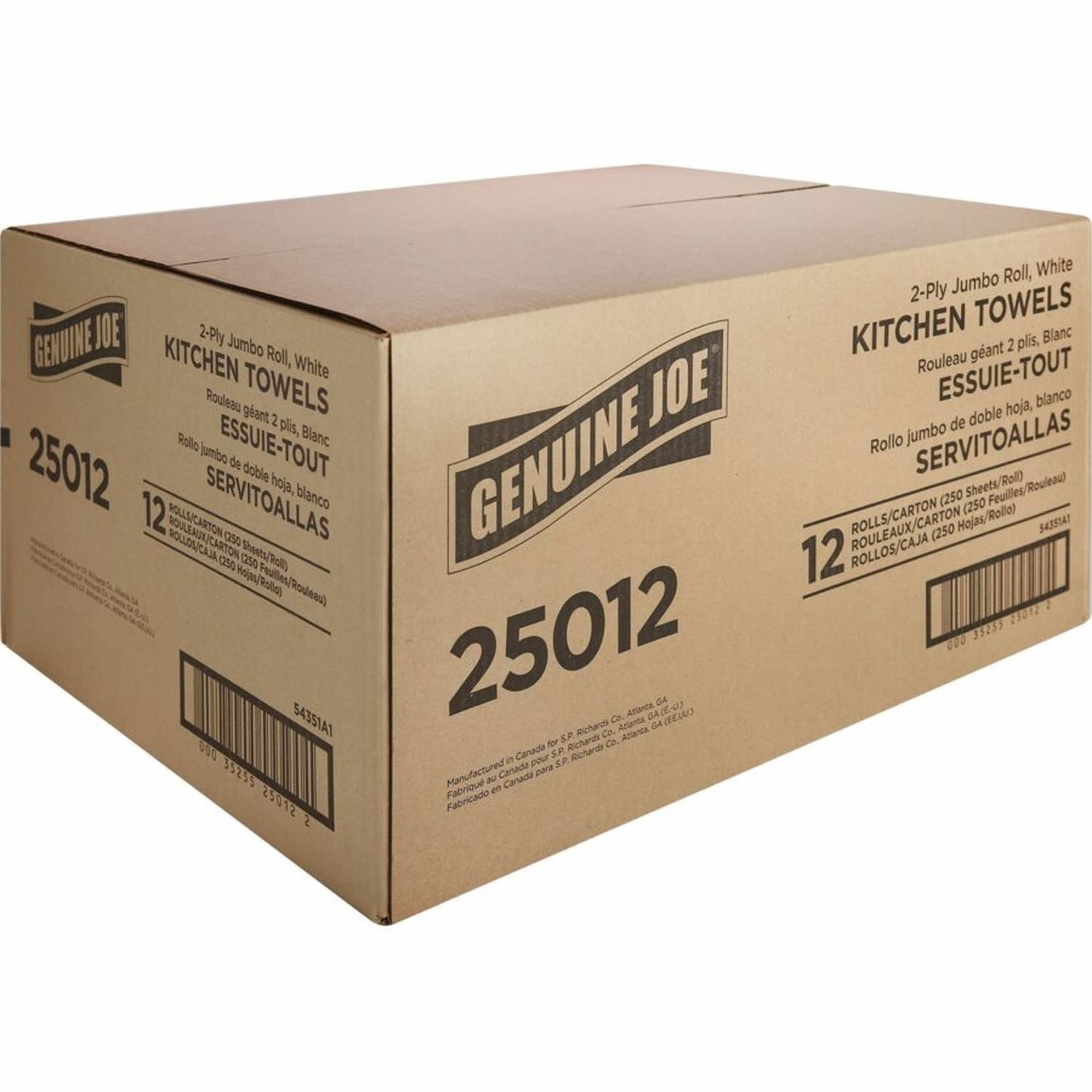 Genuine Joe Paper Towels - 2 Ply - 8in x 11in - 250 Sheets/Roll - White - Paper - Perforated, Absorbent, Soft, Chlorine-free - For Kitchen, Multipurpose, Hand, Breakroom - 12 / Carton - Image 5