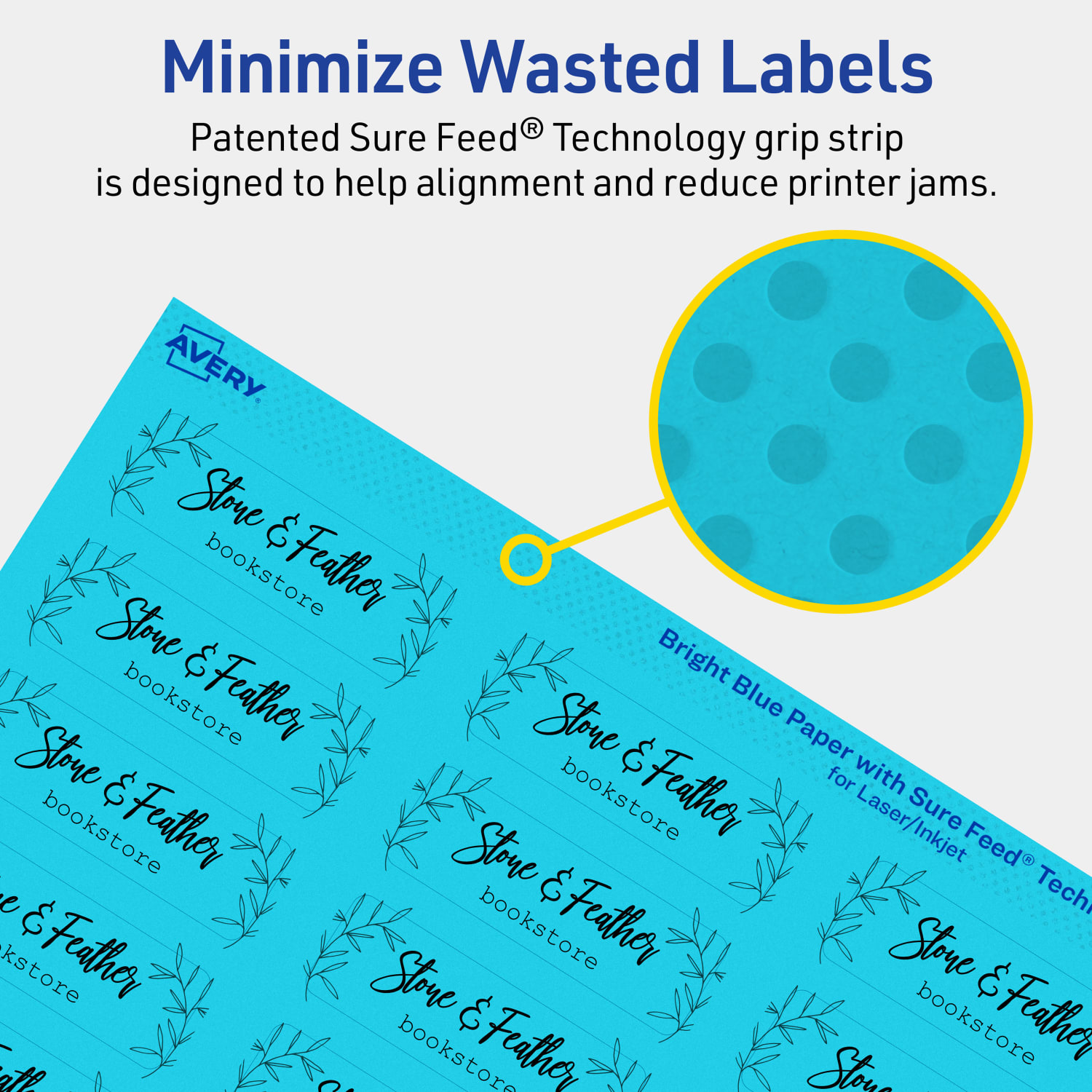 Avery Print-To-The-Edge Labels With Sure Feed Technology And Easy Peel, 94216-BBP80, Rectangle, 3/4in x 2-1/4in, Matte Bright Blue, Pack of 2400 - Image 5