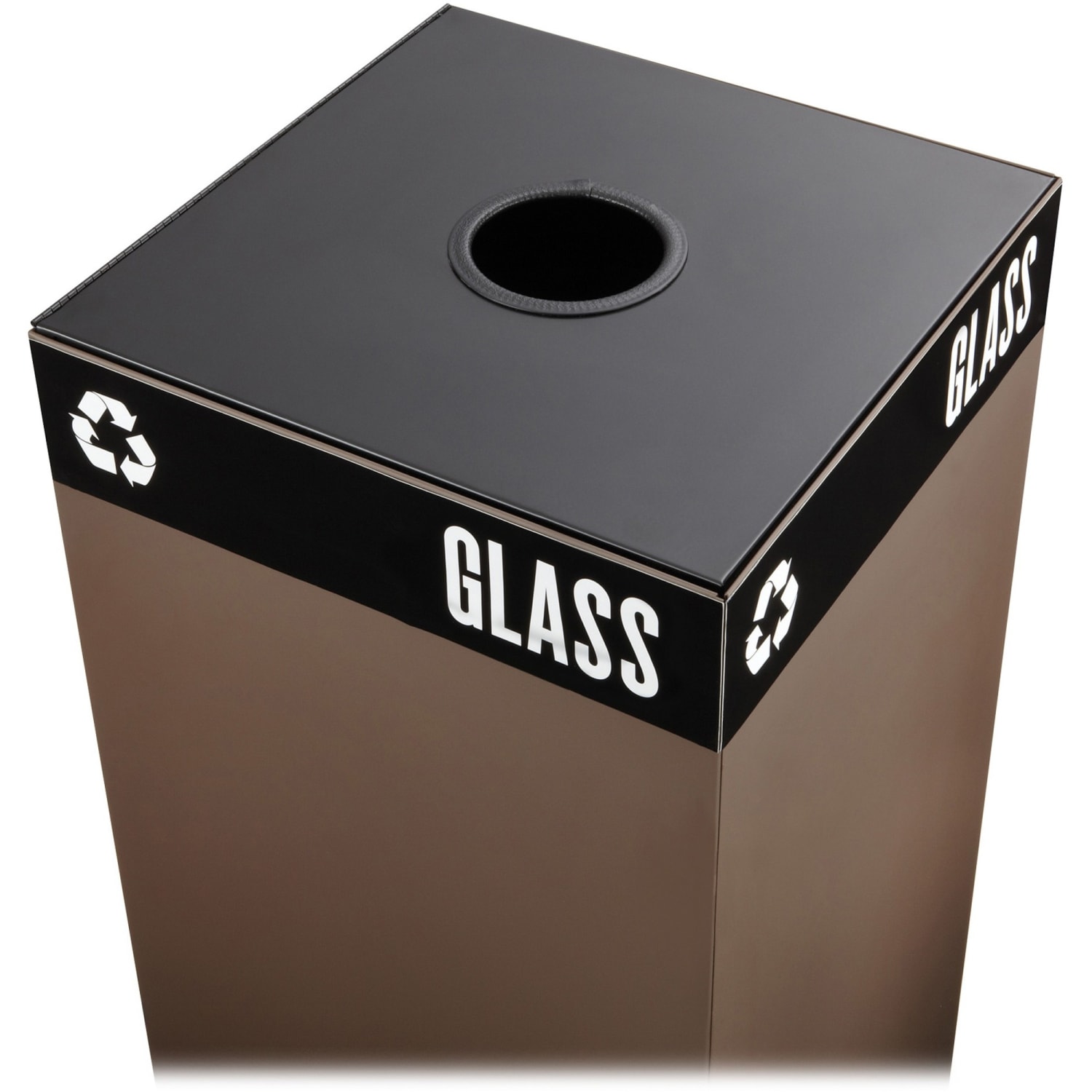 Safco Public Square Recycling Receptacle Lid, 4in Diameter Circular Opening, 3/4inH x 15inW x 15inD, Black - Image 3
