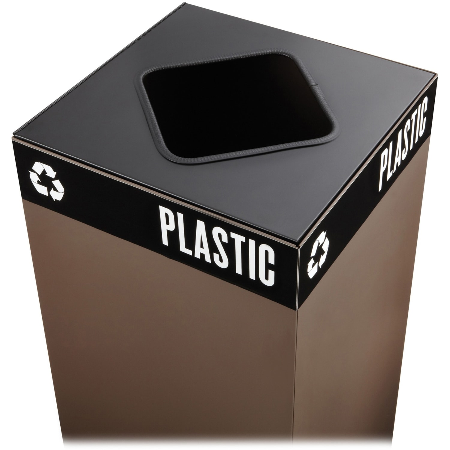 Safco Public Square Recycling Receptacle Lid, 8in Square Opening, 3/4inH x 15inW x 15inD, Black - Image 3