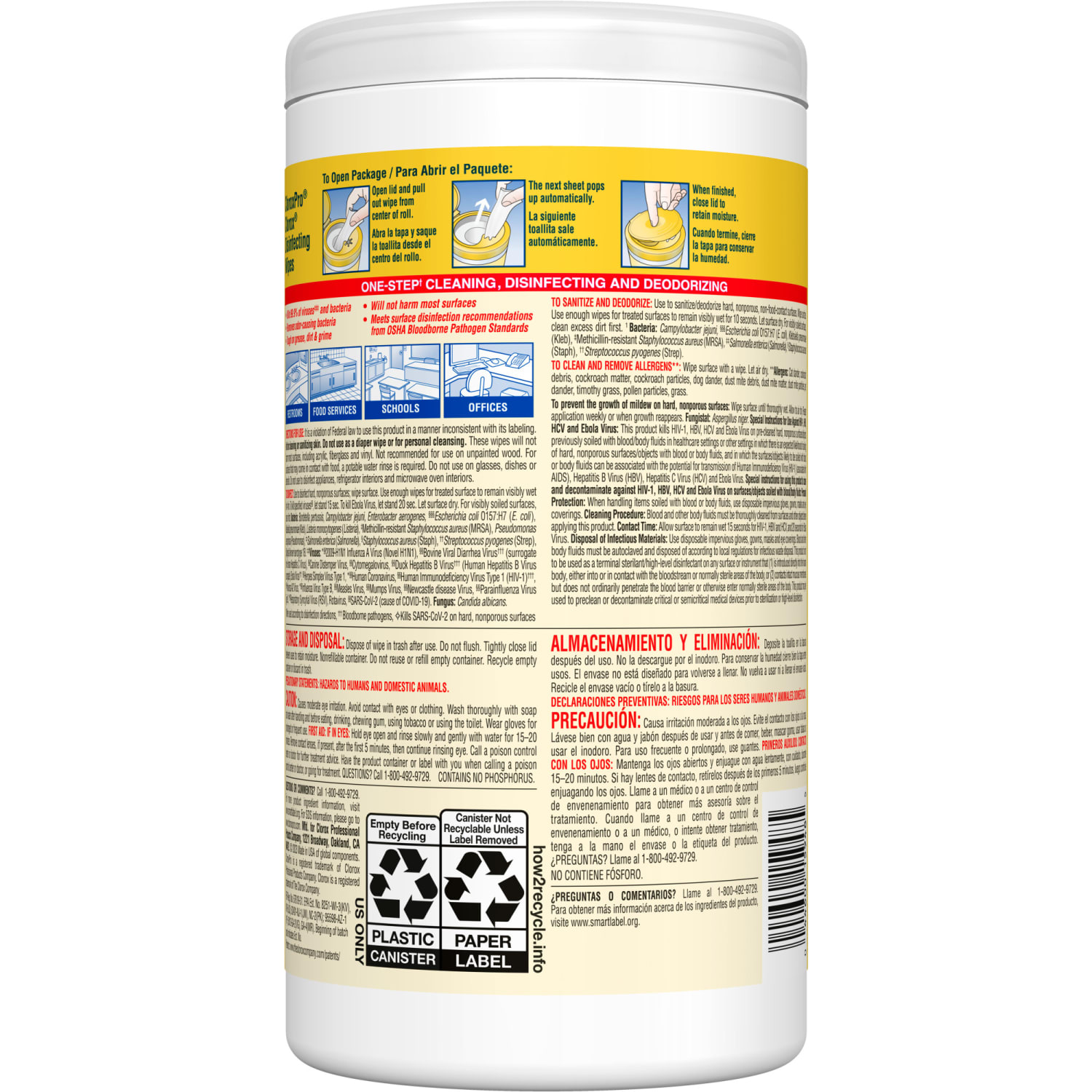 CloroxPro Clorox Disinfecting Wipes, Lemon Fresh, 75 Wipes Per Canister, Box Of 6 Canisters - Image 4