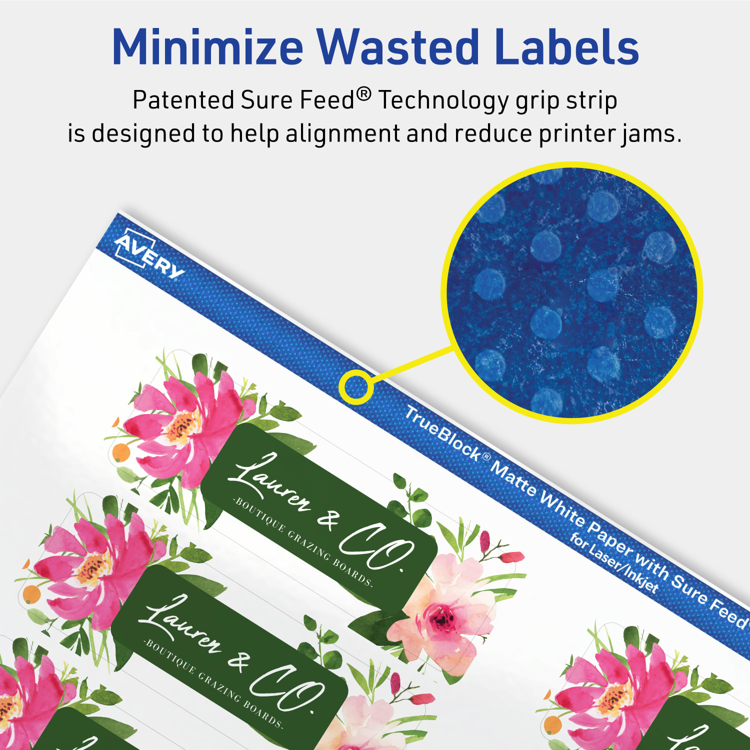 Avery Print-To-The-Edge TrueBlock Labels With Sure Feed, 94224-TWMP50, Rectangle, 1in x 3in, Matte White, Pack Of 800 - Image 5