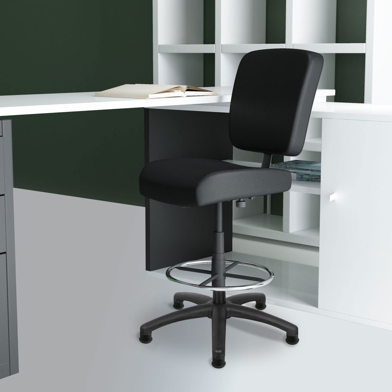 Boss Office Products Heavy Duty Office Stool With Back Black PopularChairscom
