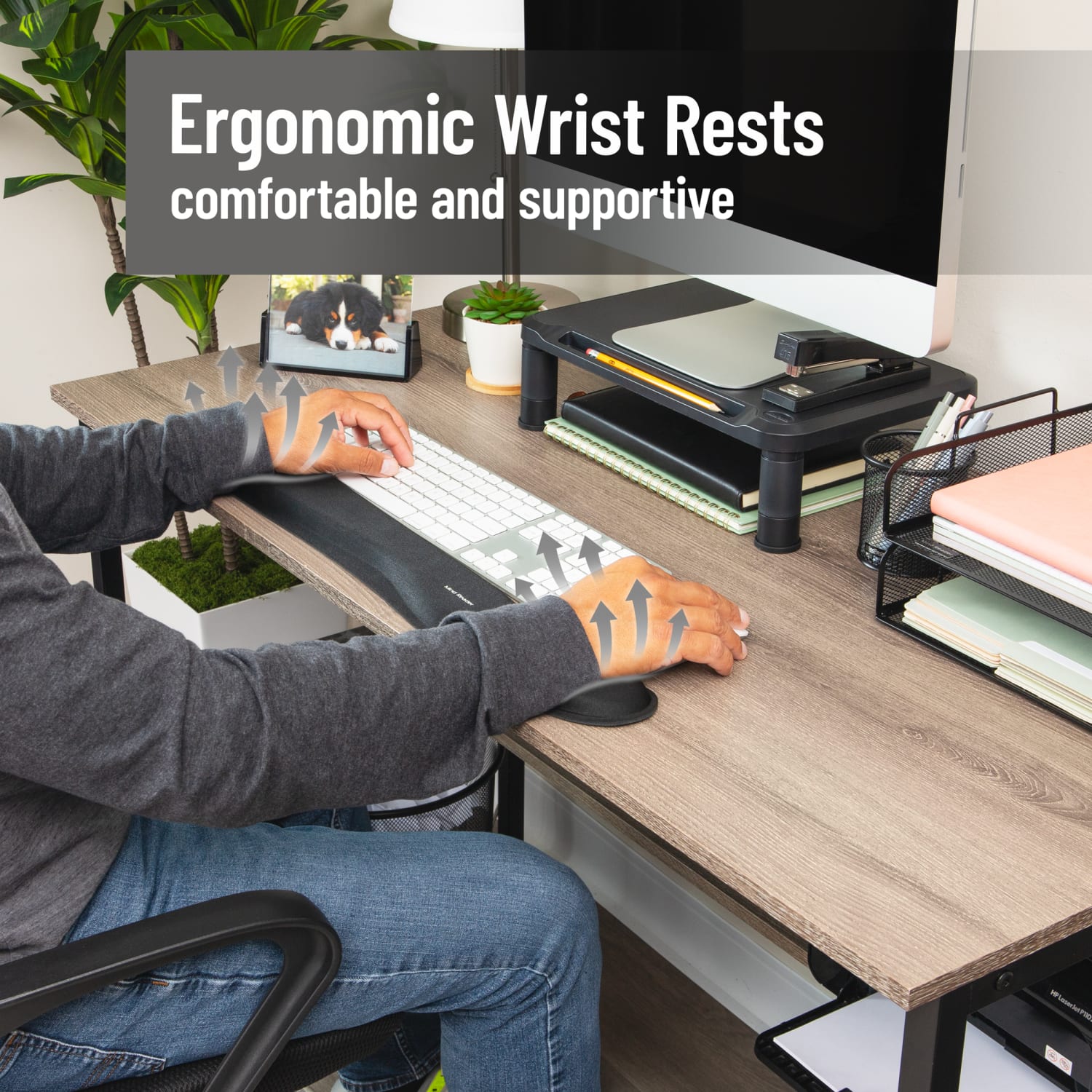 Mind Reader Ergonomic Keyboard and Mouse Wrist Rest Sets, 3/4inH x 3inW x 16-3/4,"L, Black, 2 Piece - Image 3