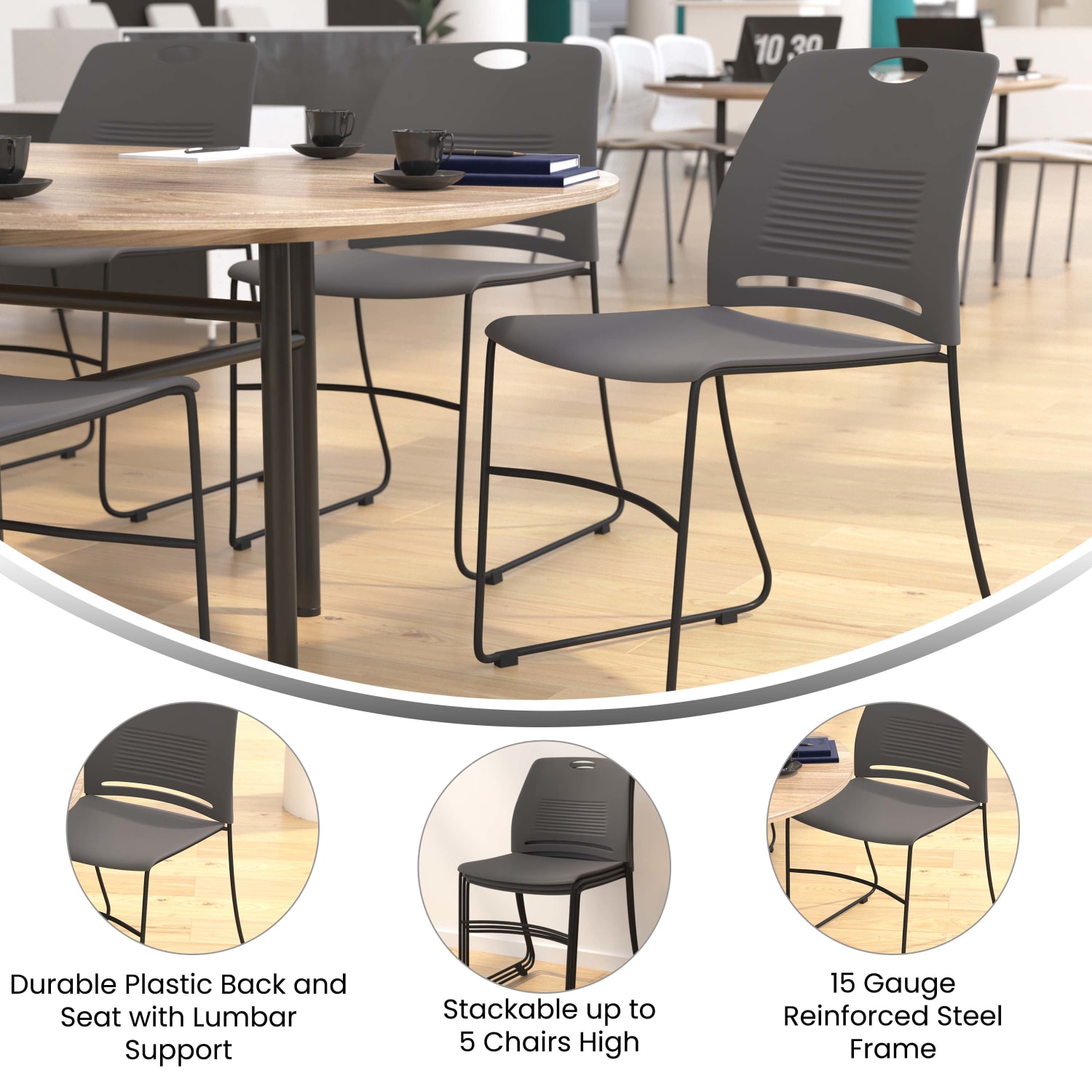 Flash Furniture HERCULES Commercial Grade 660lb Capacity Plastic Stack Chair With Carrying Handle GrayBlack PopularChairscom Flash Furniture HERCULES Commercial Grade 660 lb Capacity Plastic Stack Chair With Carrying Handle GrayBlack PopularChairscom