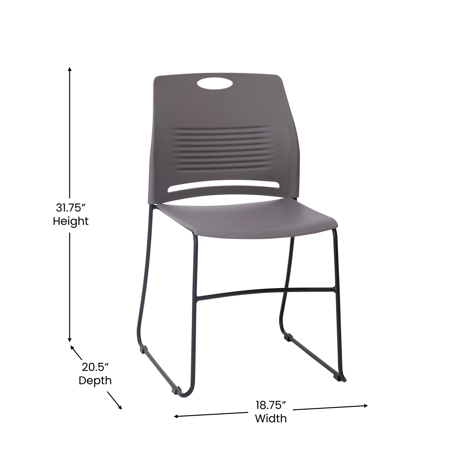 Flash Furniture HERCULES Commercial Grade 660-lb Capacity Plastic Stack Chair With Carrying Handle, Gray/Black - Image 6
