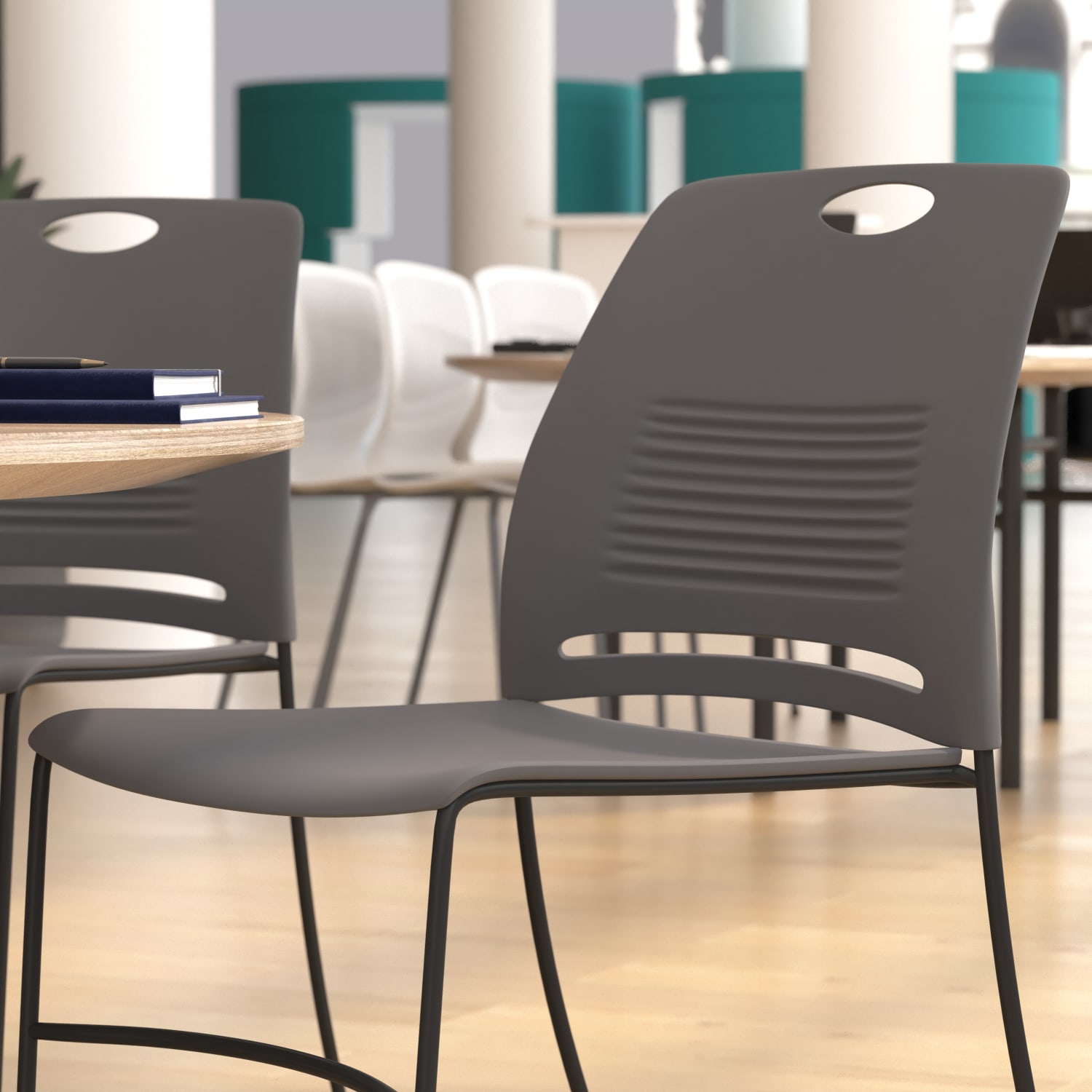 Flash Furniture HERCULES Commercial Grade 660lb Capacity Plastic Stack Chair With Carrying Handle GrayBlack PopularChairscom Flash Furniture HERCULES Commercial Grade 660 lb Capacity Plastic Stack Chair With Carrying Handle GrayBlack PopularChairscom