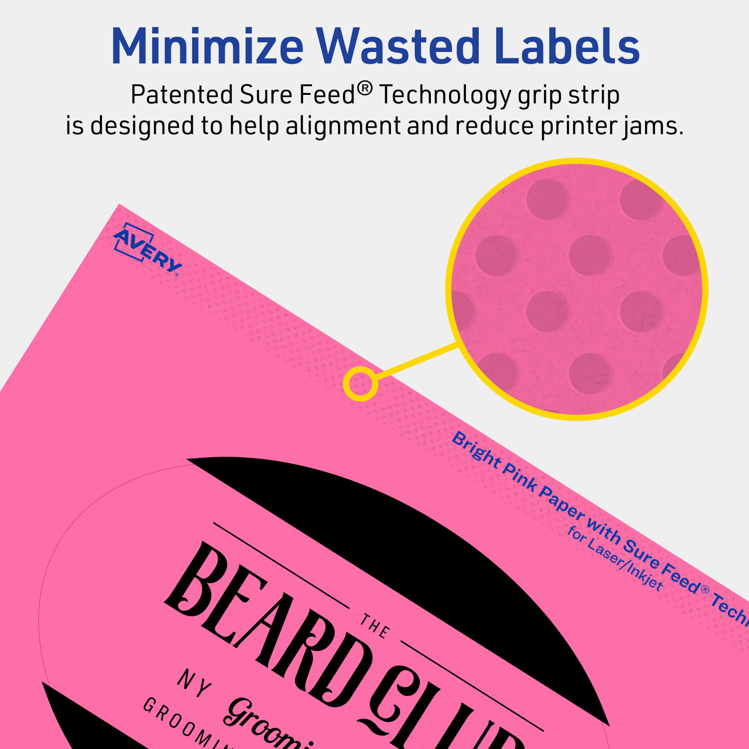 Avery Print-To-The-Edge Labels With Sure Feed Technology, 94057-BPP10, Oval, 4in x 6in, Matte Bright Pink, Pack of 20 - Image 5