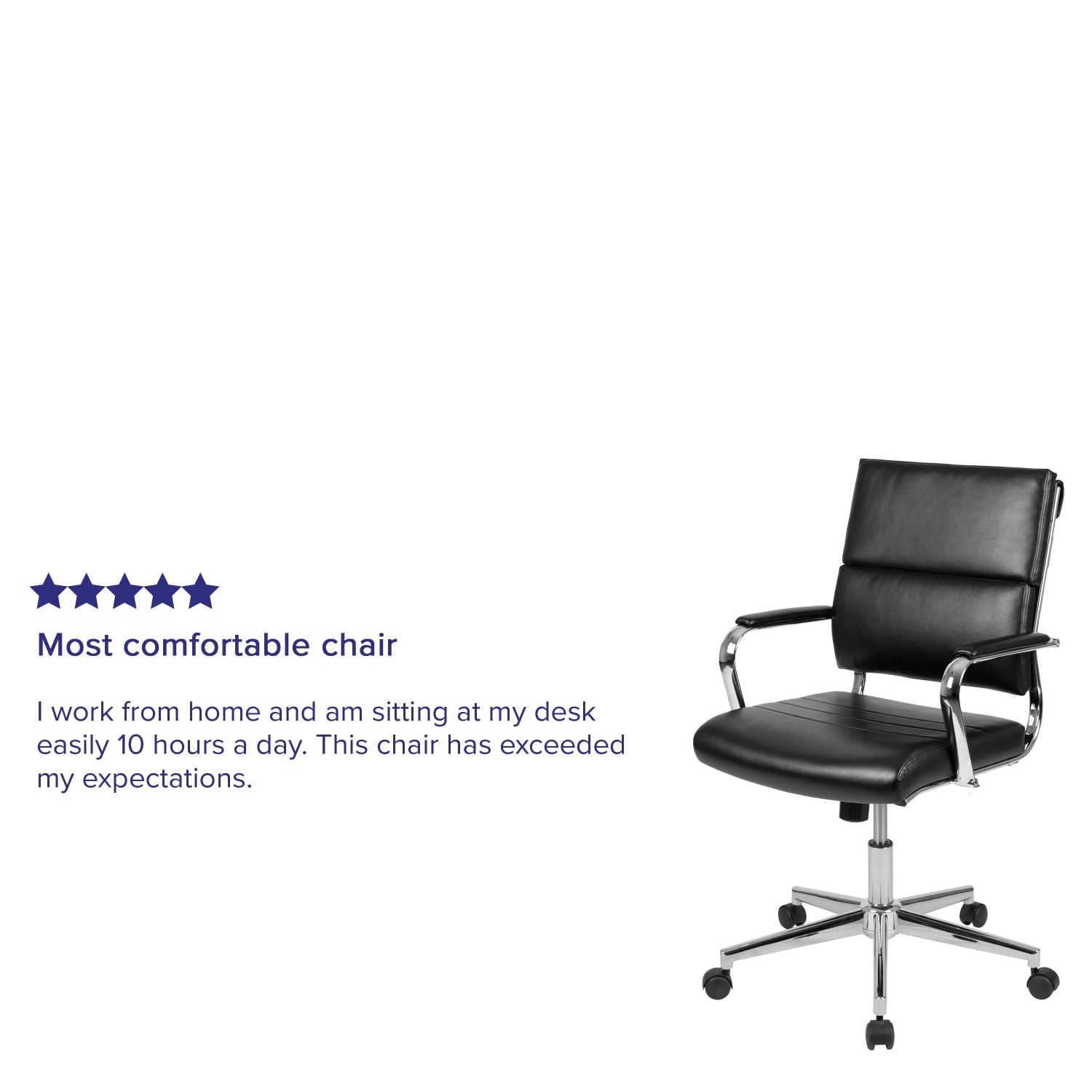 Flash Furniture LeatherSoft Faux Leather Mid-Back Contemporary Executive Office Chair, Black - Image 6