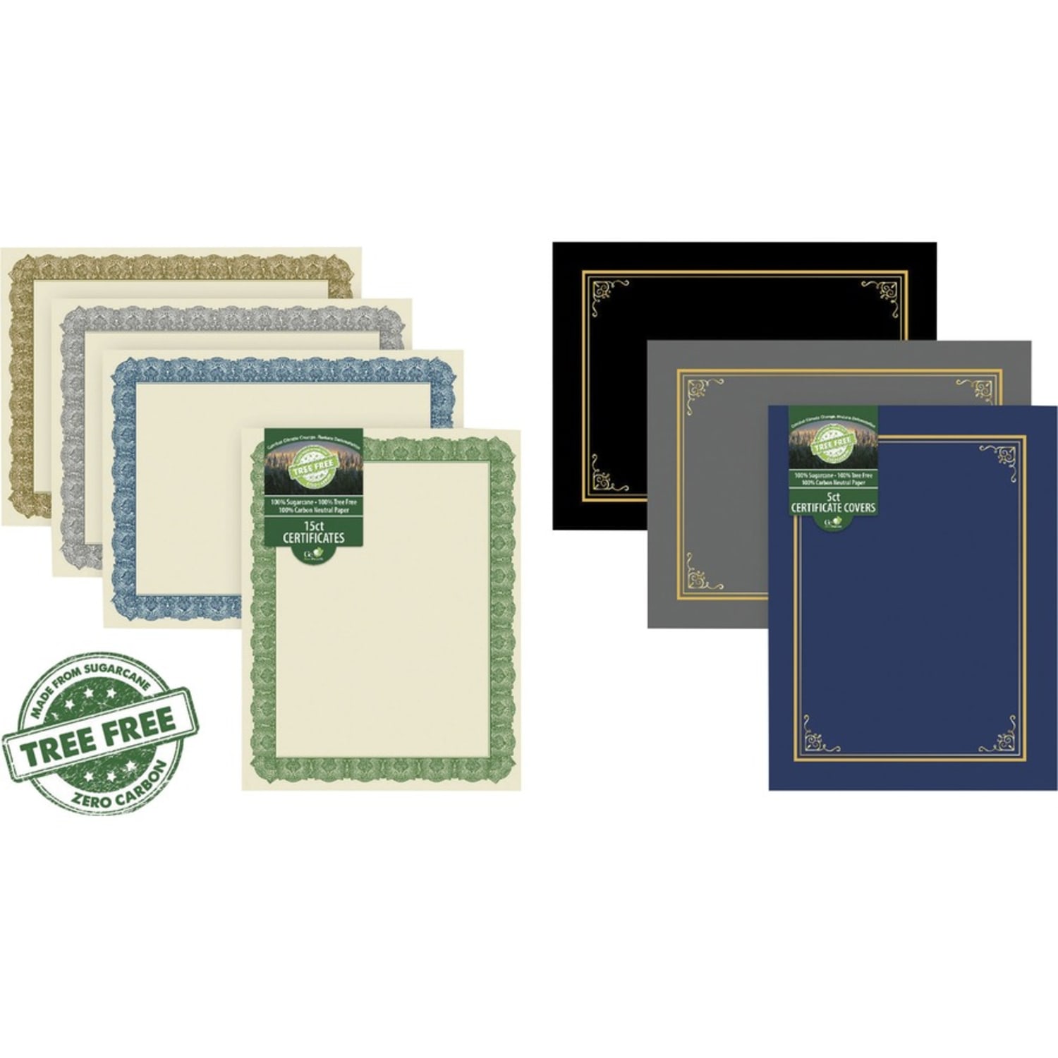 Geographics Tree Free Certificate - 8.5in Width - Multicolor with Gold Border - Sugarcane - 15 / Pack - Image 5