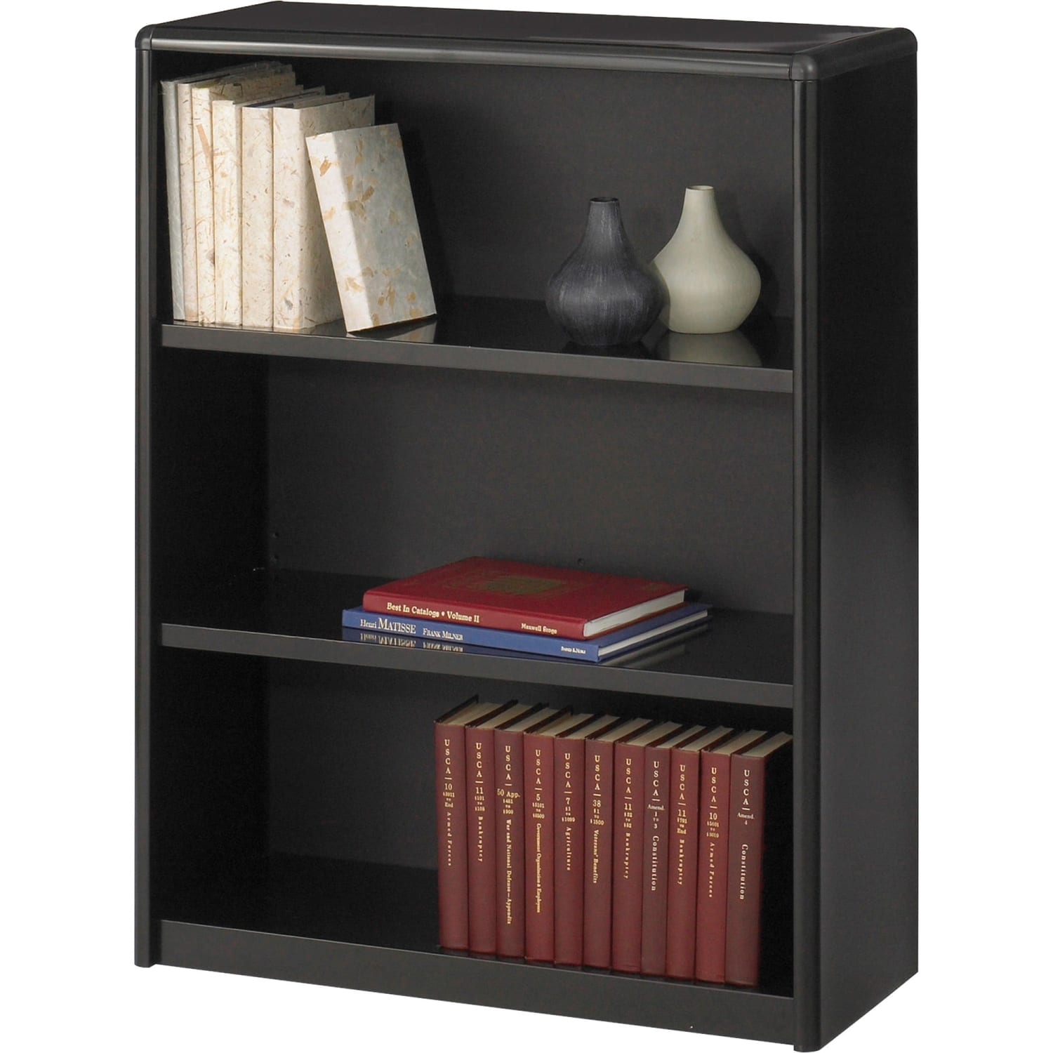 Safco Value Mate Steel Modular Shelving Bookcase, 3 Shelves, 40inH x 31-3/4inW x 13-1/2inD, Black - Image 3