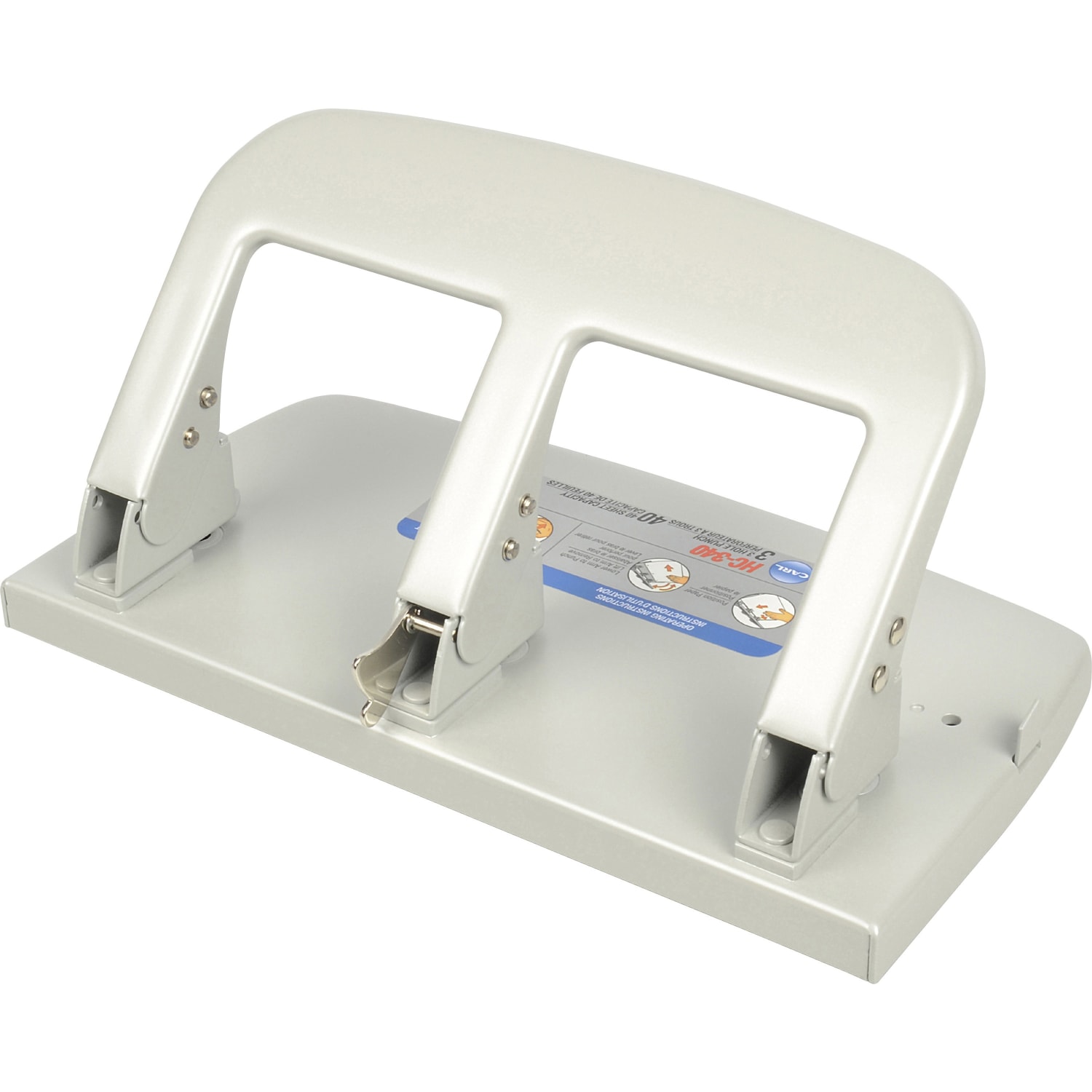 CARL HC340 Medium-Duty 3-Hole Punch, Gray - Image 3