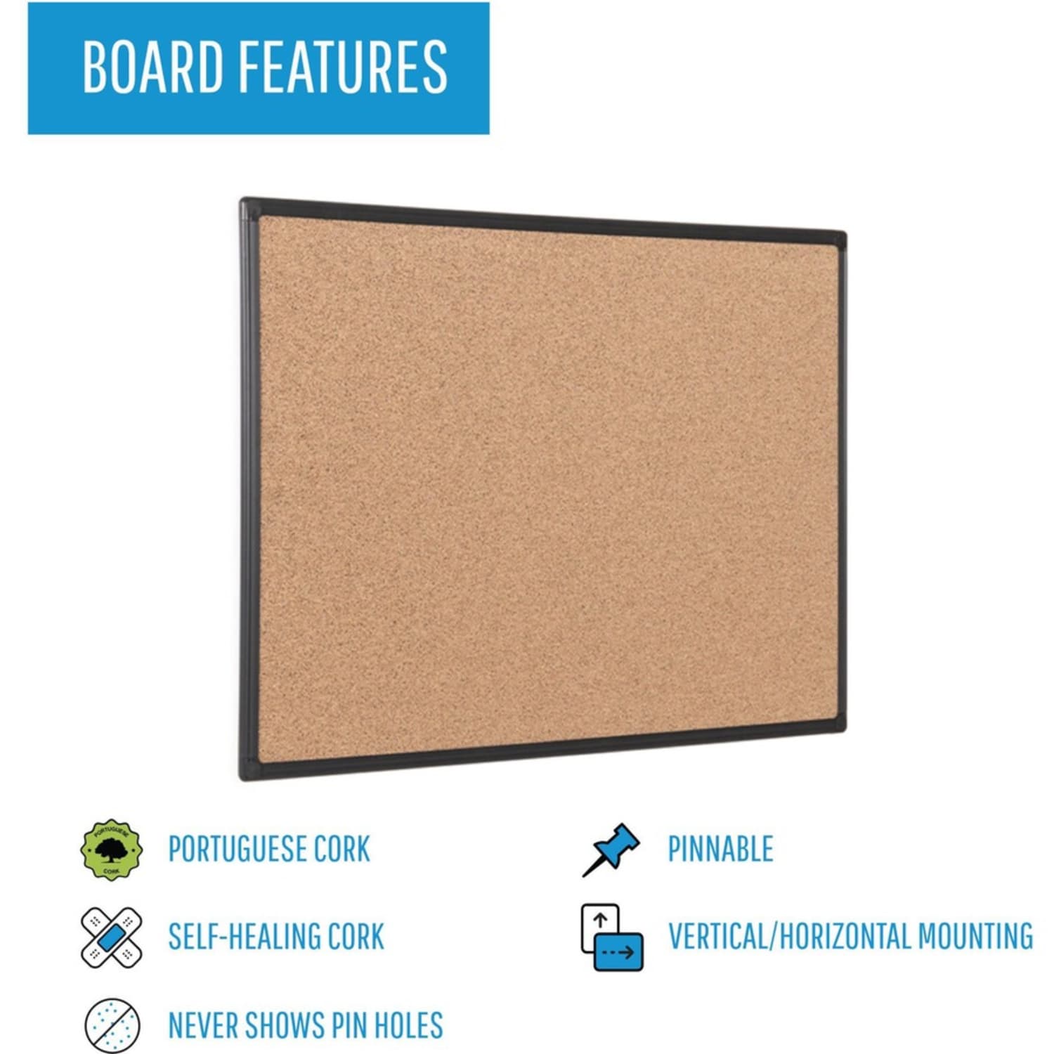MasterVision Techcork Rubber Bulletin Board, 24in x 36in, Aluminum Frame With Black Finish - Image 3