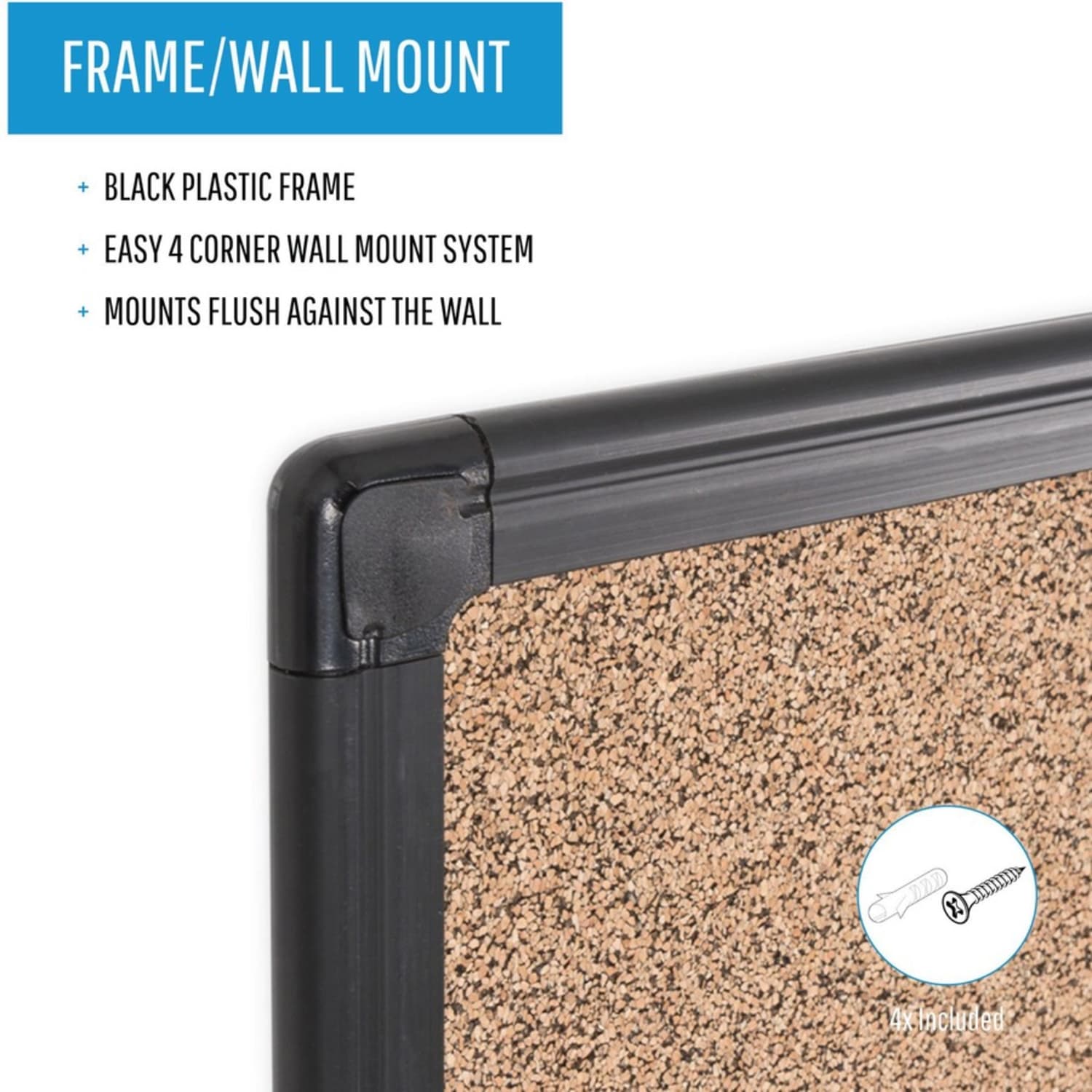 MasterVision Techcork Rubber Bulletin Board, 24in x 36in, Aluminum Frame With Black Finish - Image 6