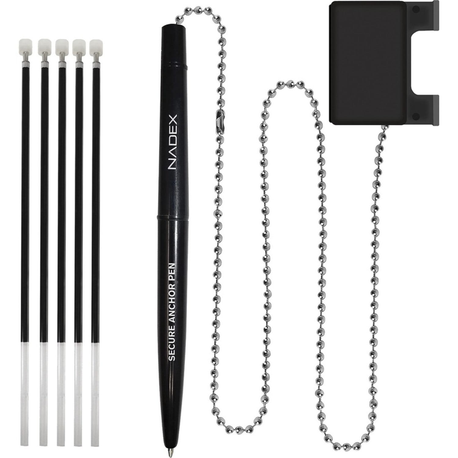Nadex Coins Ball and Chain Security Pen Set (12 Pens, Black) - Rubber - Black - Image 5