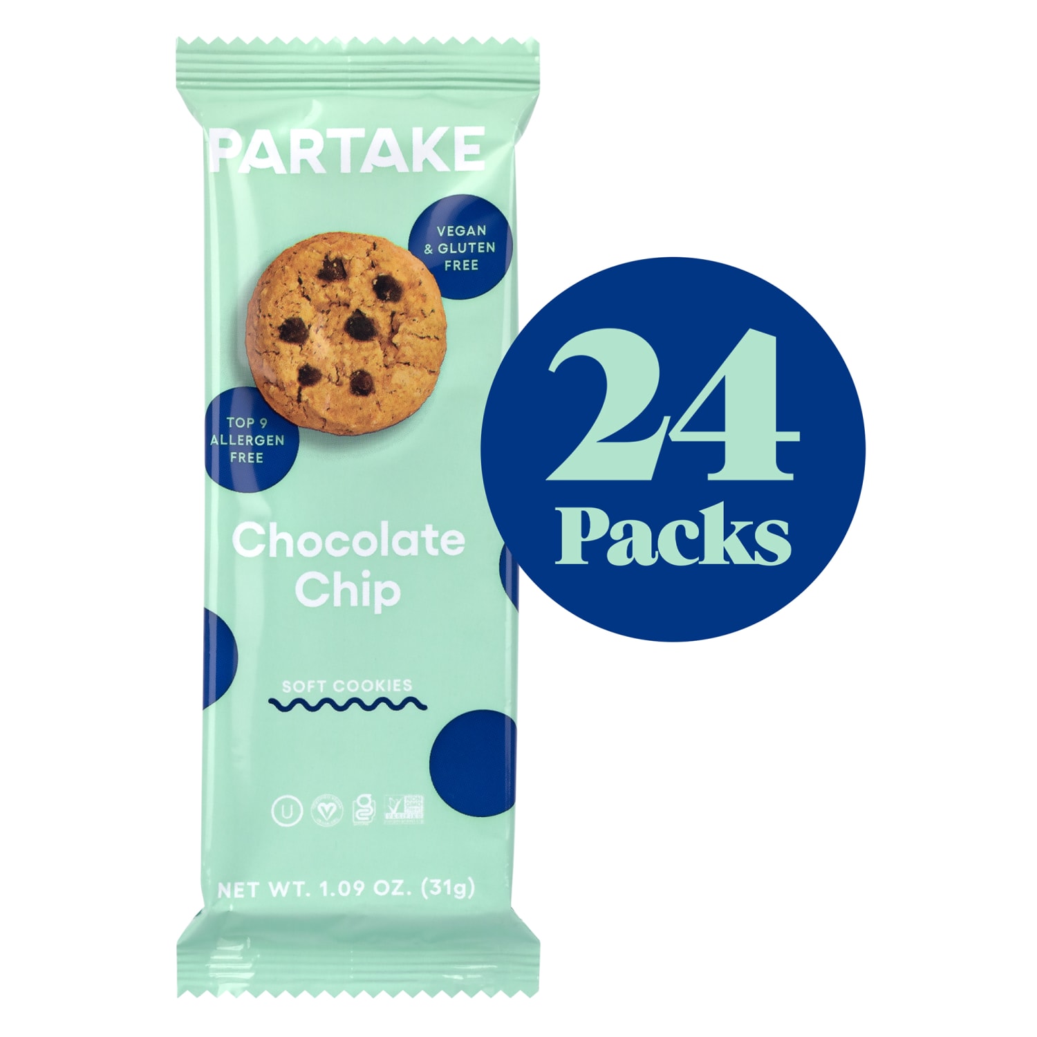 Partake Soft Chocolate Chip Cookie Snack Pack, 1.09 Oz, Pack Of 24 Cookies - Image 4