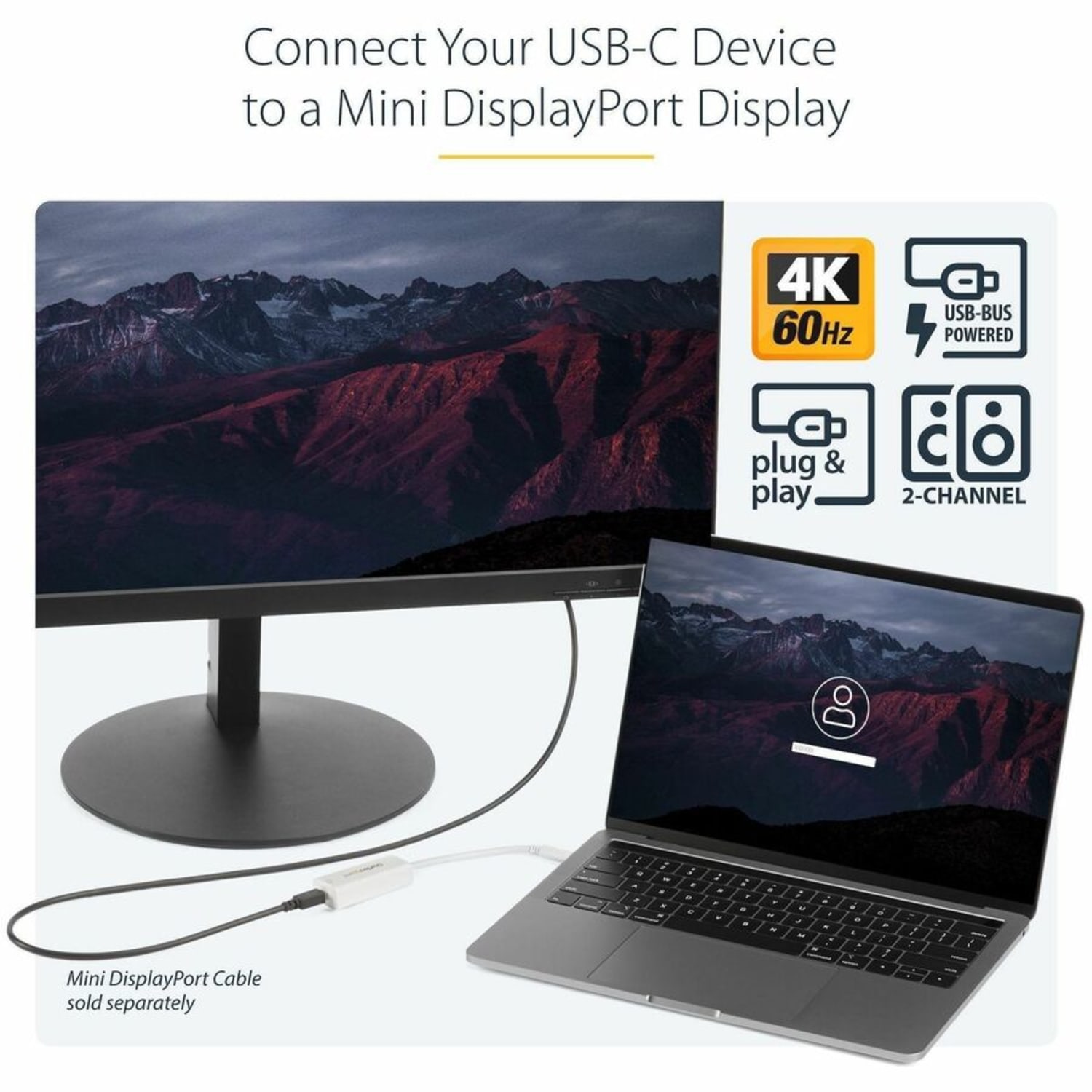 StarTech.com USB C To Mini DisplayPort Adapter - Image 3