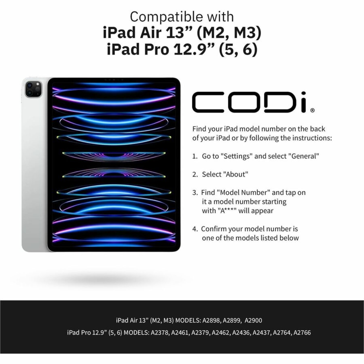 CODi Keyboard/Cover Case for 12.9in to 13in Apple iPad Air 13 (2024), iPad Pro (5th Generation), iPad Pro (6th Generation) Tablet - C30708531 - Image 3