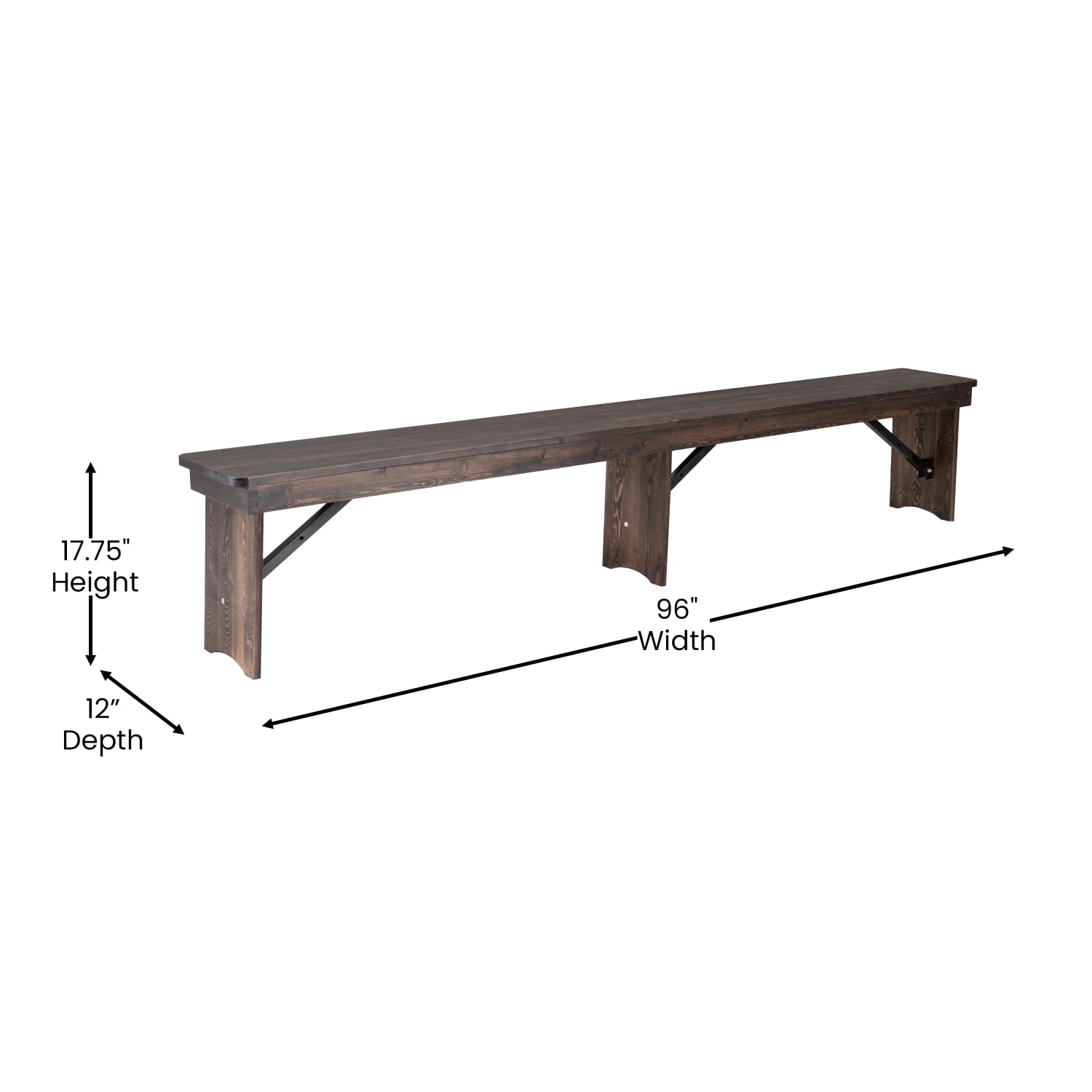 Flash Furniture HERCULES Series Folding Farm Bench 17 34inH x 12inW x 96inD Mahogany PopularChairscom