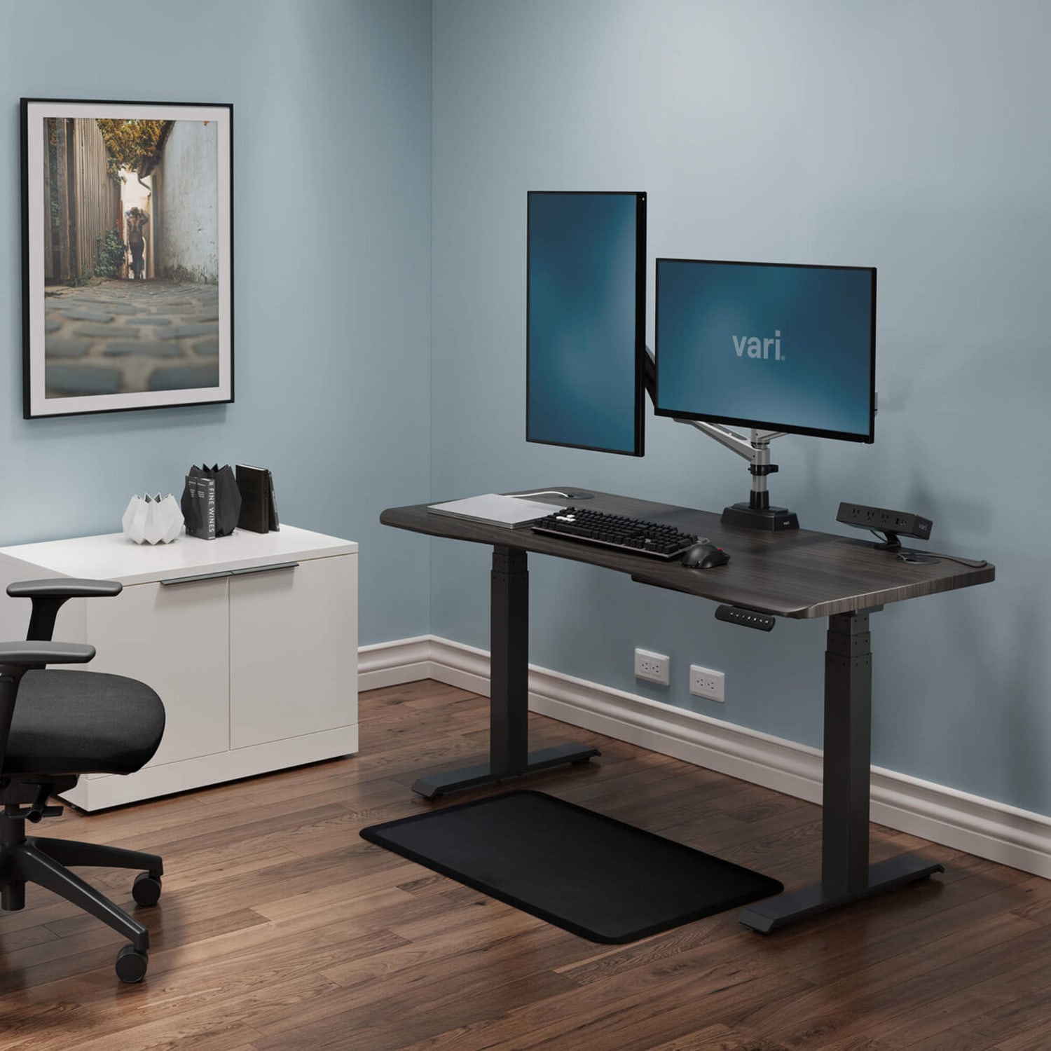 Vari Ergo Electric 54inW Adjustable Height Standing Desk, Espresso/Slate - Image 5