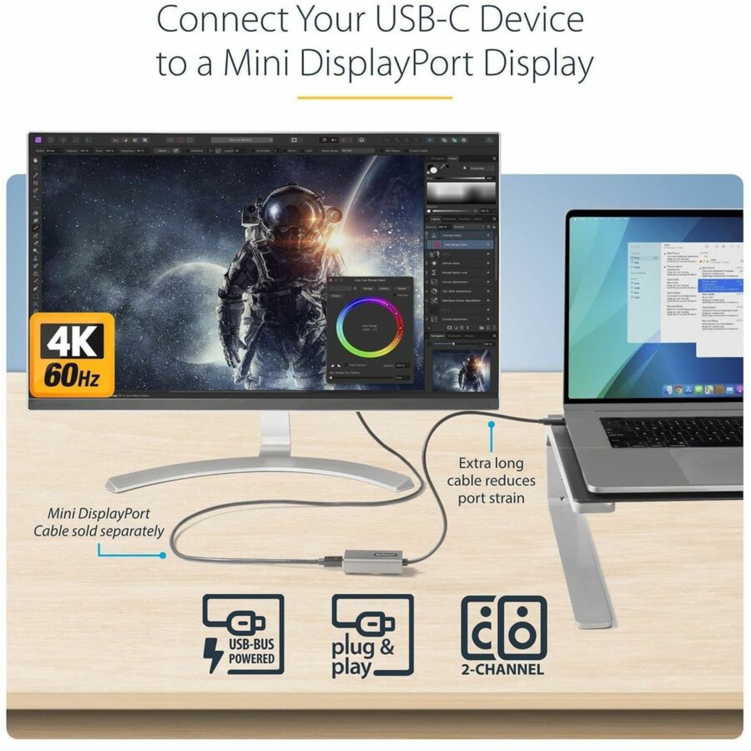 StarTech.com 4K 60Hz USB C To Mini DisplayPort Adapter - Image 3