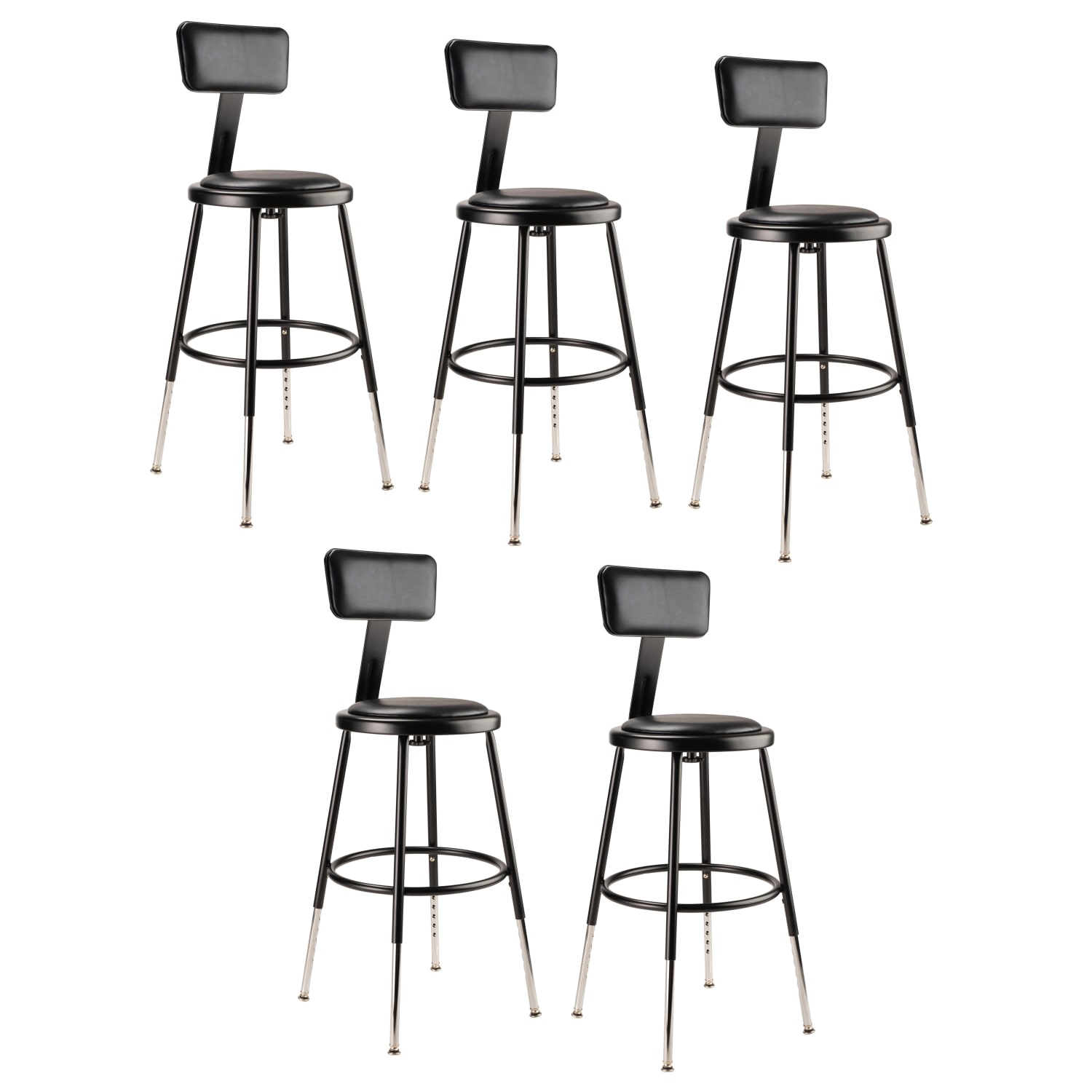 National Public Seating 6400H10 AdjustableHeight Stools With Backrests 19inH Black Set Of 5 Stools PopularChairscom National Public Seating 6400H 10 Adjustable Height Stools With Backrests 19inH Black Set Of 5 Stools PopularChairscom
