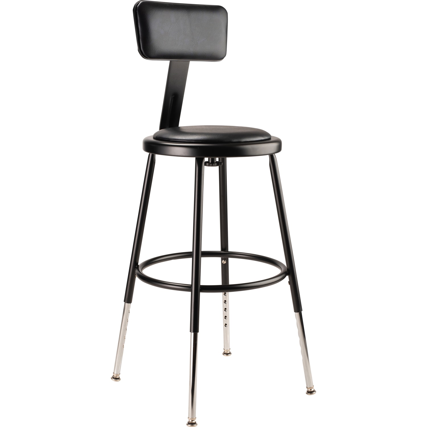 National Public Seating 6400H 10 Adjustable Height Stools With Backrests 19inH Black Set Of 5 Stools PopularChairscom