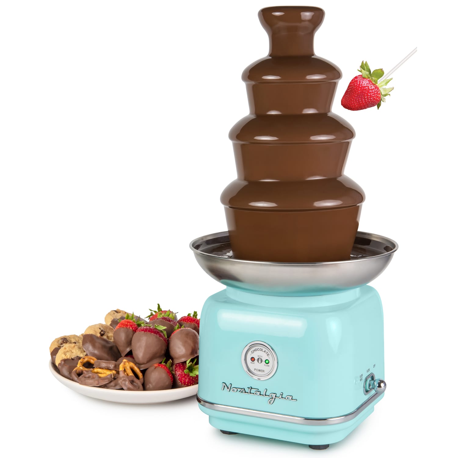 Nostalgia Electrics Classic Retro 4-Tier 2 Lb Chocolate Fondue Fountain, Aqua - Image 3