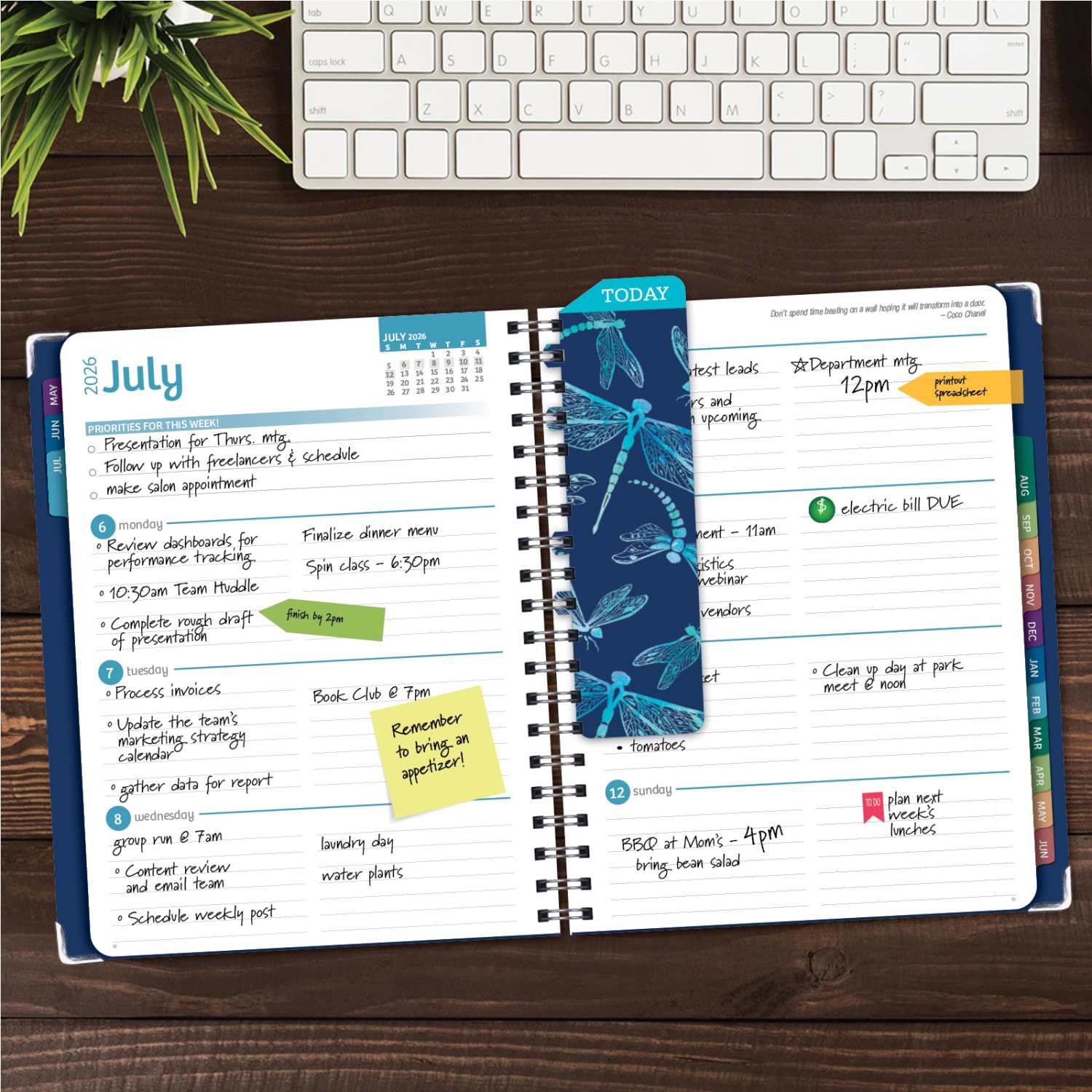 2026-2027 Excello Brands 14-Month Academic Year Hardcover Weekly/Monthly Fashion Planner, 8-1/2in x 11in, Dragonflies, May To June, Total Qty 1 - Image 4