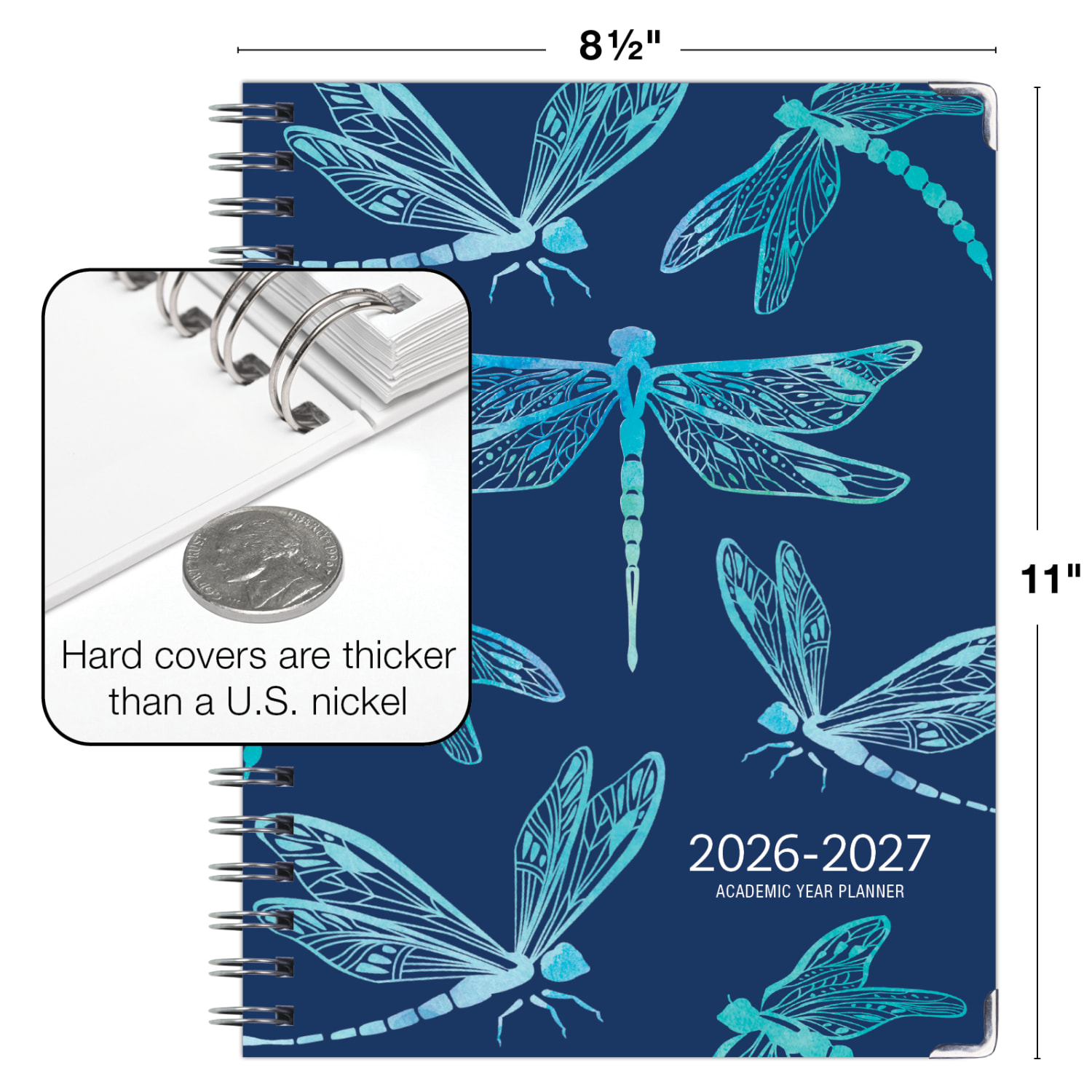 2026-2027 Excello Brands 14-Month Academic Year Hardcover Weekly/Monthly Fashion Planner, 8-1/2in x 11in, Dragonflies, May To June, Total Qty 1 - Image 5