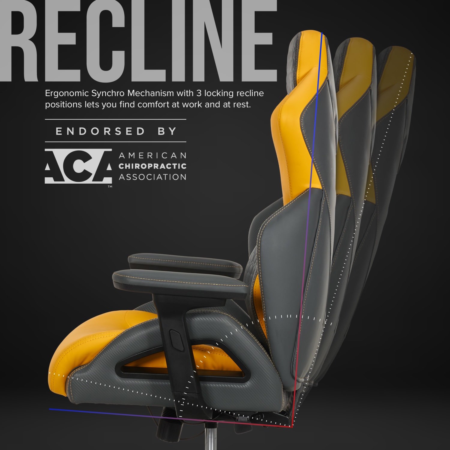 Shaquille ONeal Sciron Big  Tall Ergonomic High Back Vegan Leather Executive Gaming Office Chair GrayYellow PopularChairscom