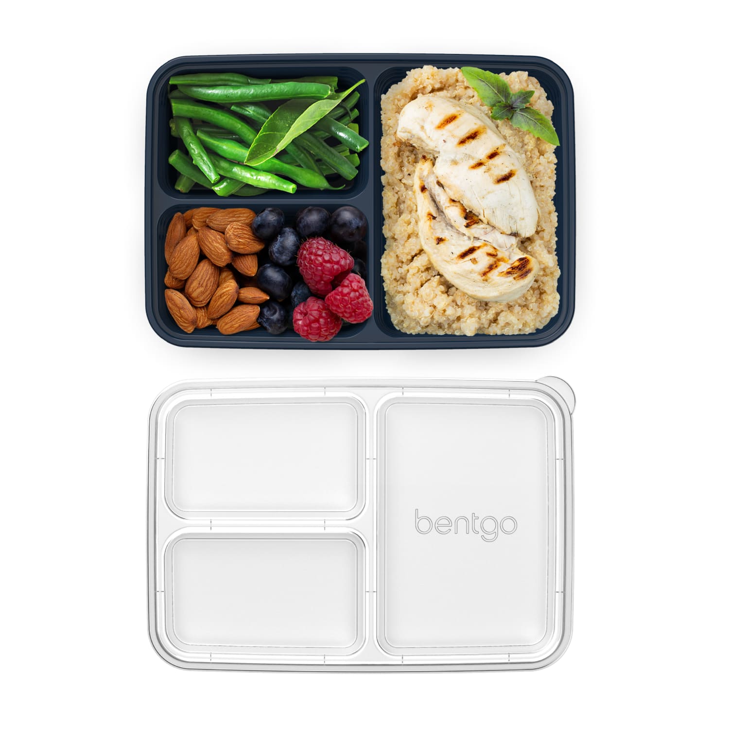 Bentgo Prep 3-Compartment Containers, 6-1/2inH x 6-3/4inW x 9-1/2inD, Navy, Pack Of 10 Containers - Image 4