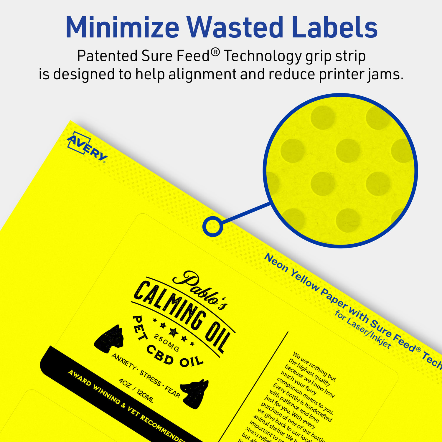 Avery Print-To-The-Edge Labels With Sure Feed Technology And Easy Peel, 94213-NYP20, Rectangle, 3in x 5in, Matte Neon Yellow, Pack of 60 - Image 5