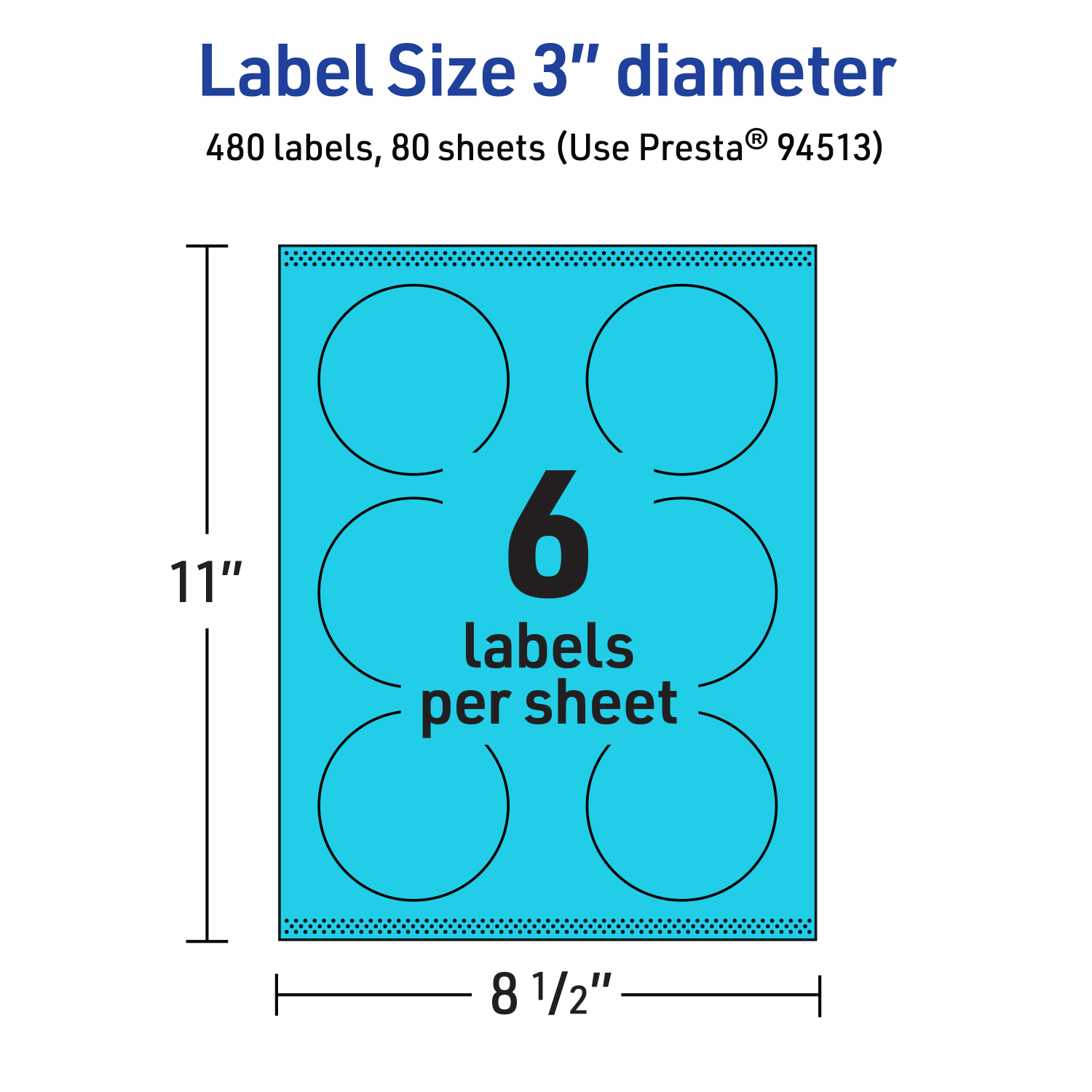 Avery Print-To-The-Edge Labels With Sure Feed Technology And Easy Peel Label Feature, 94513-BBP80, Round, 3in, Matte Bright Blue, Pack of 480 - Image 6