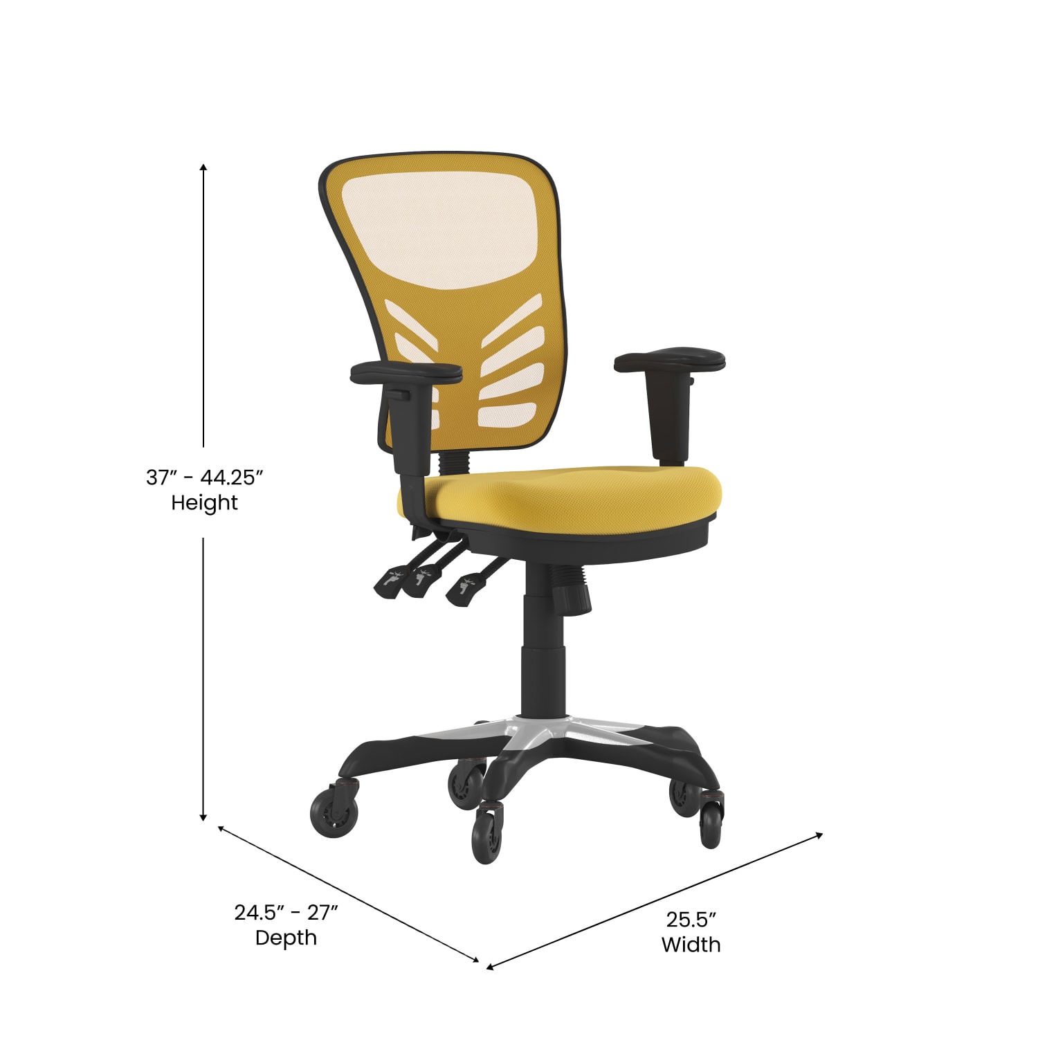 Flash Furniture Nicholas Ergonomic Mesh Mid-Back Multifunction Executive Swivel Office Chair, Yellow-Orange/Black - Image 6