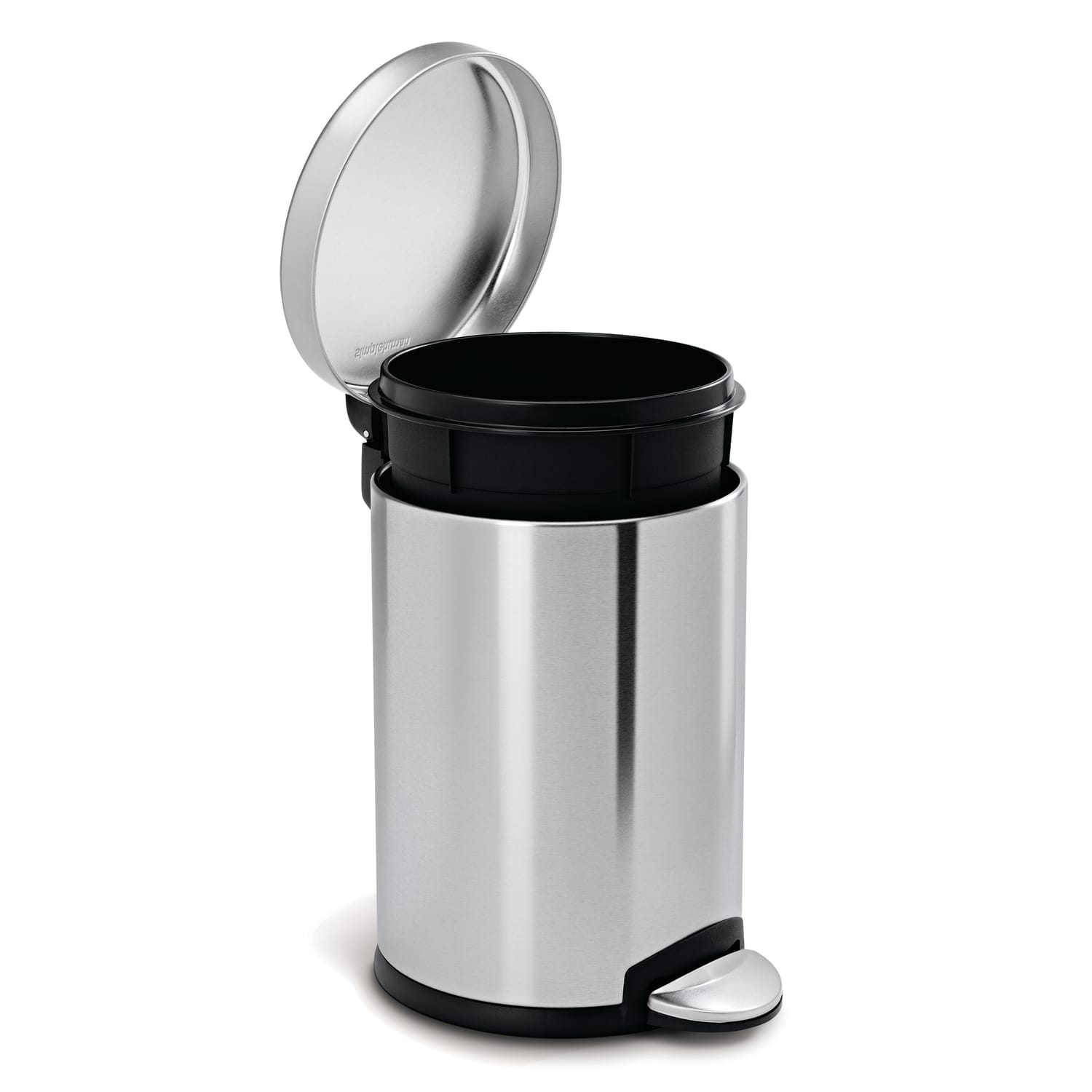 simplehuman Mini Round Step Trash Can, 1.2 Gallons, 12.1inH x 7.6inW x 10inD, Brushed Stainless Steel - Image 4