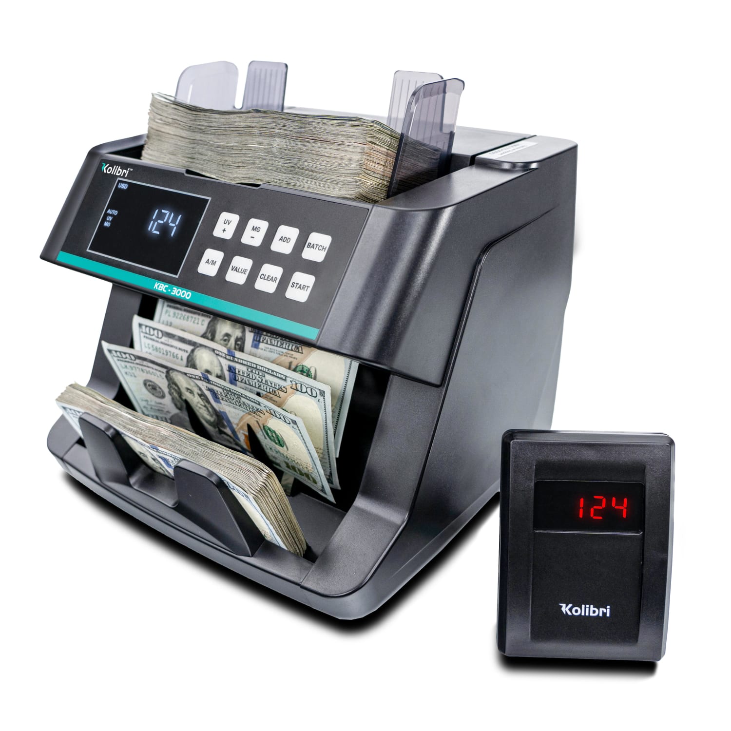 Kolibri KBC-3000 Top-Loading Bill Counter With Advanced Counterfeit Detection, 10-1/8inH x 10-1/4inW x 11-1/8inD - Image 3