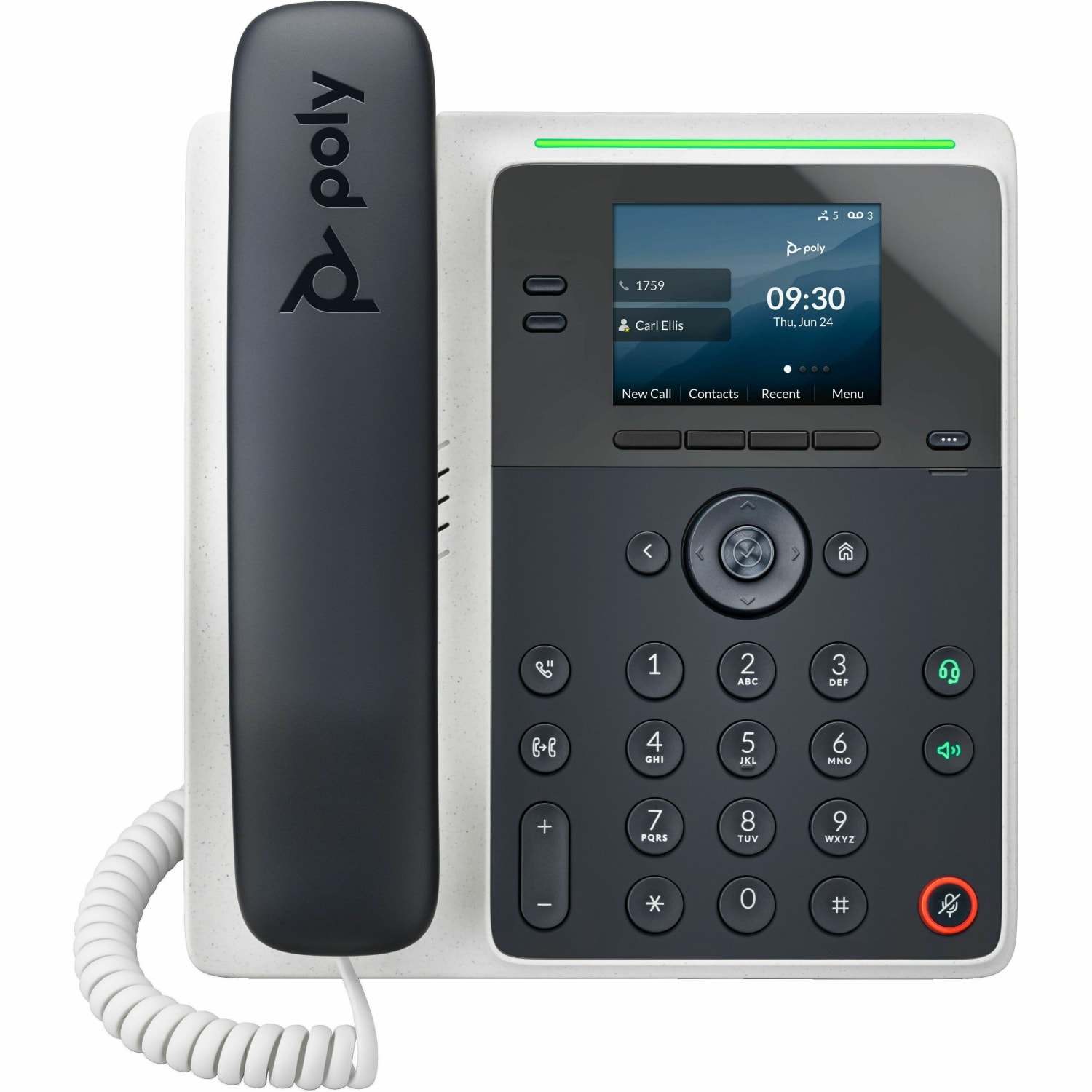 Poly Edge E100 IP Phone, Corded, White/Midnight Blue - Image 3