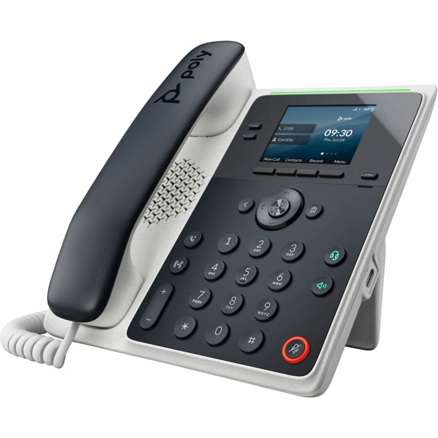 Poly Edge E100 IP Phone, Corded, White/Midnight Blue - Image 6