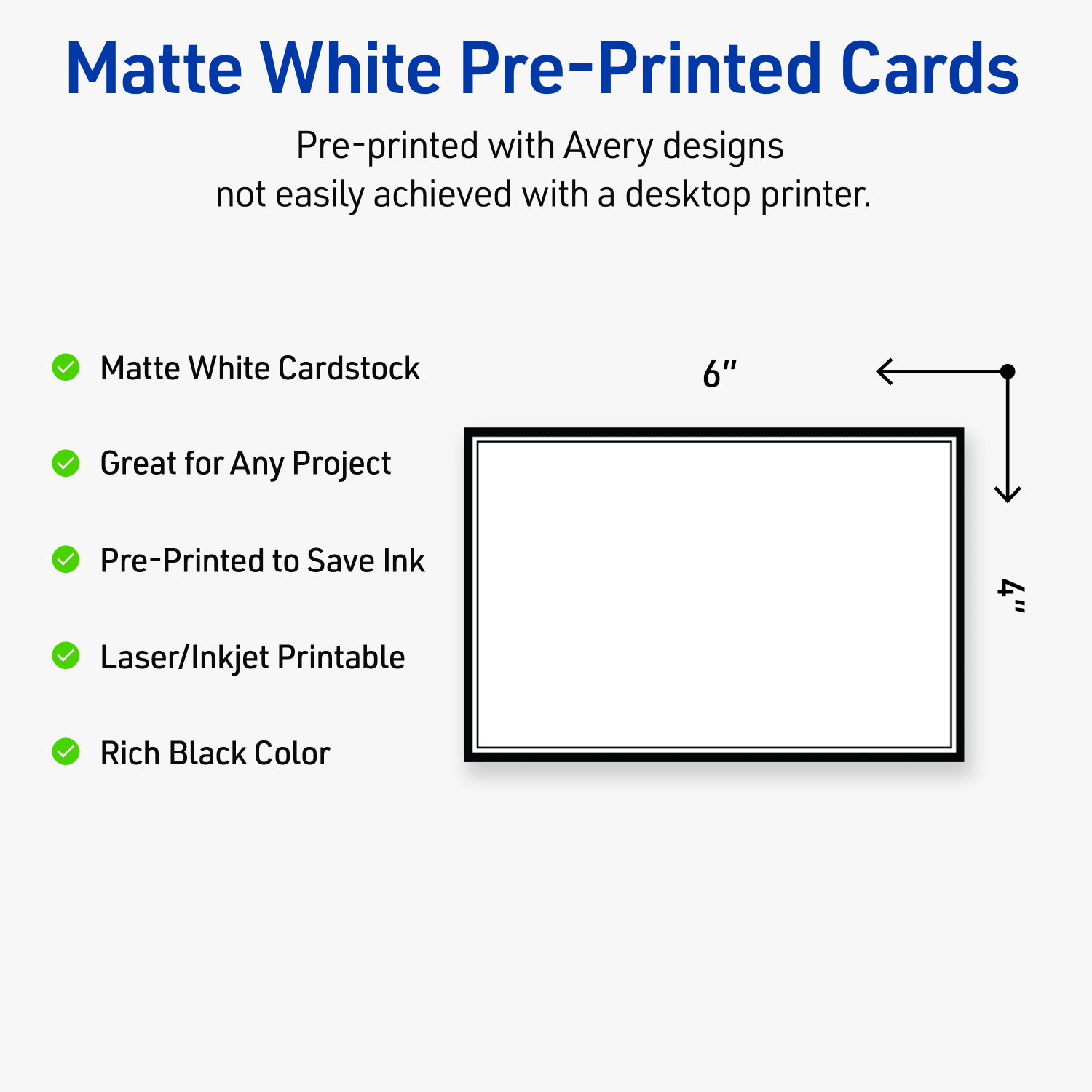Avery Printable Postcards With Sure Feed Technology, 4in x 6in, Matte White With Black Border, Pack Of 20 - Image 4