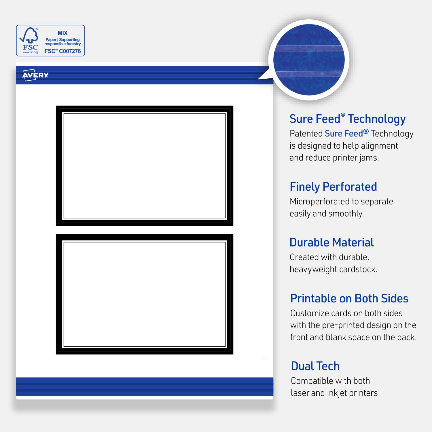 Avery Printable Postcards With Sure Feed Technology, 4in x 6in, Matte White With Black Border, Pack Of 20 - Image 5