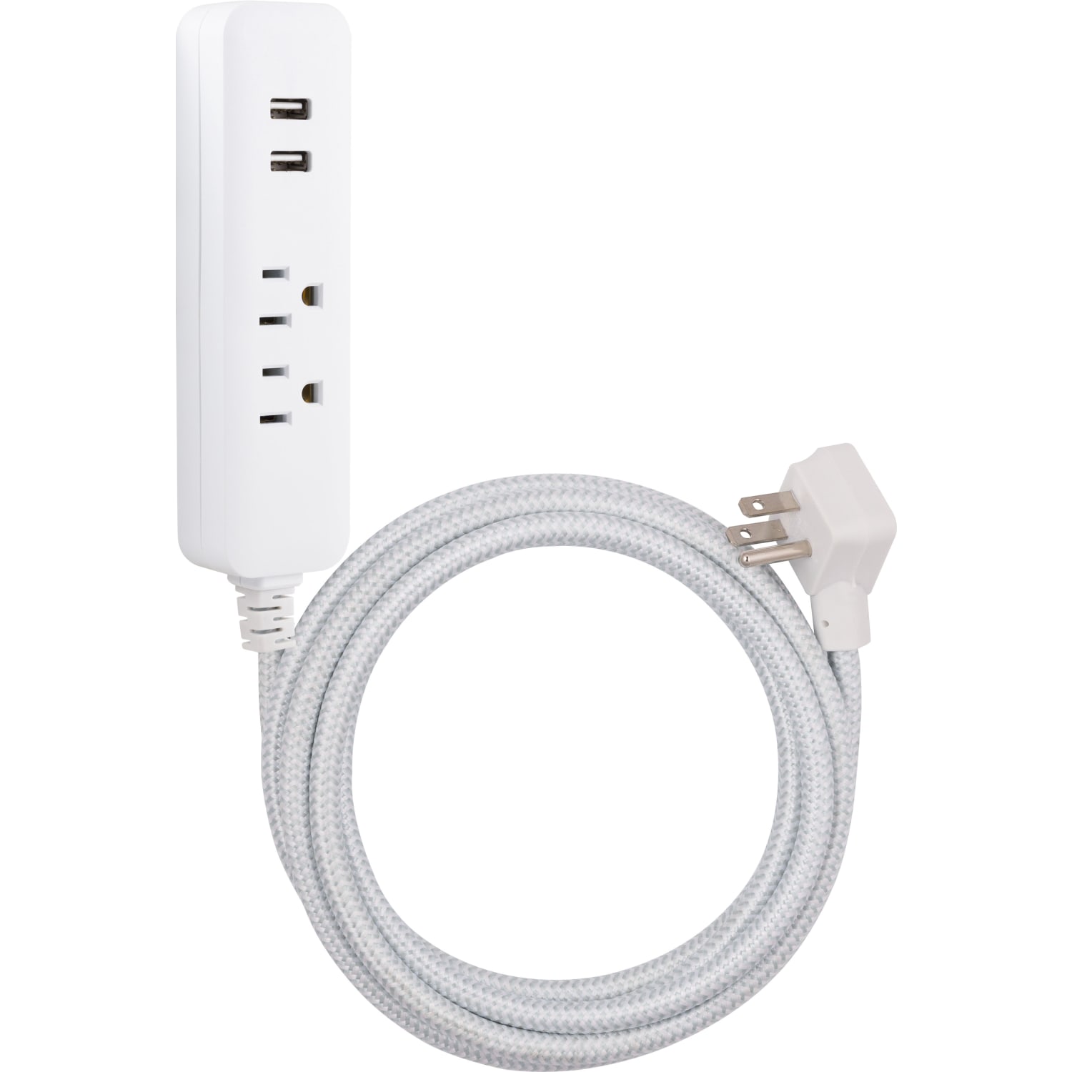 Cordinate 4-Outlet 16-Gauge USB Extension Cord With Surge Protection, 10ft, Gray/White - Image 4