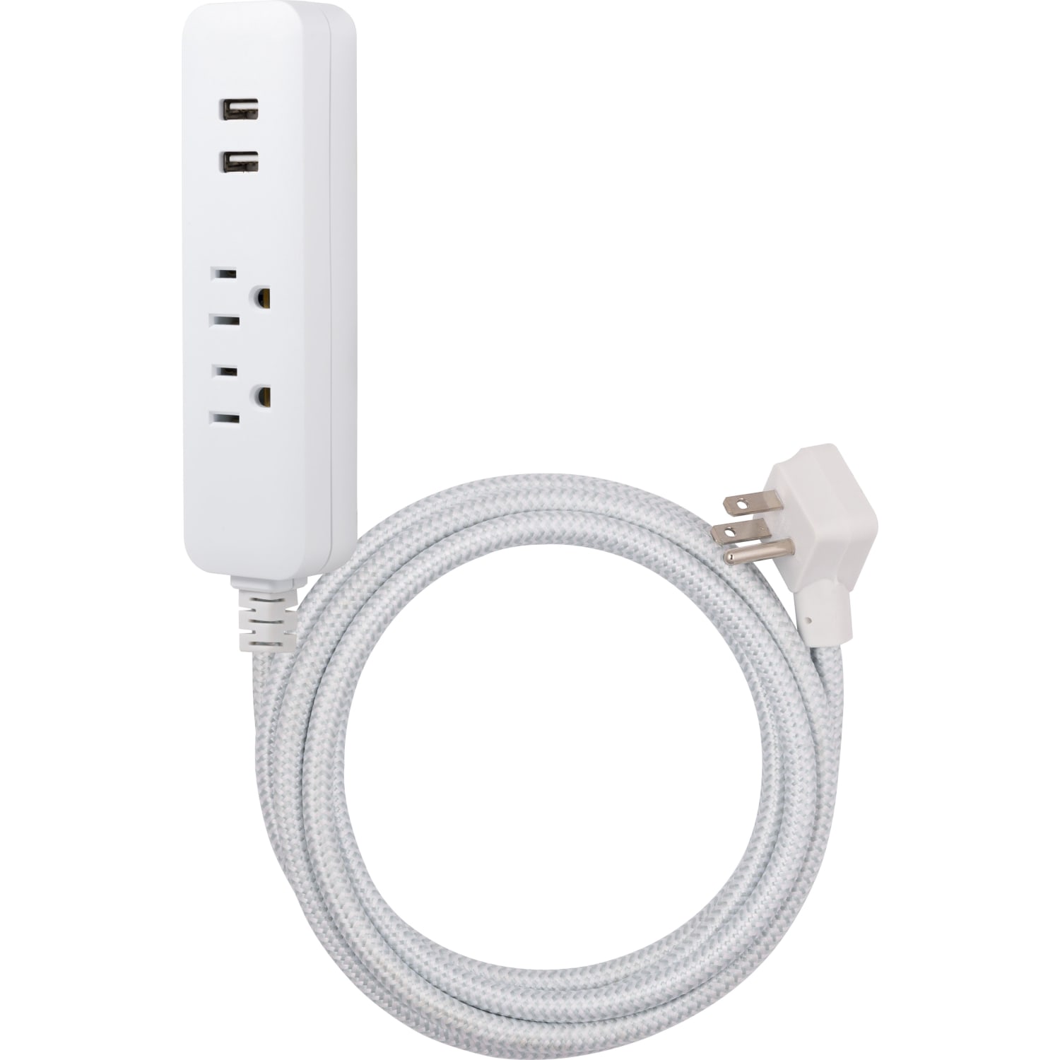 Cordinate 4-Outlet 16-Gauge USB Extension Cord With Surge Protection, 10ft, Gray/White - Image 5