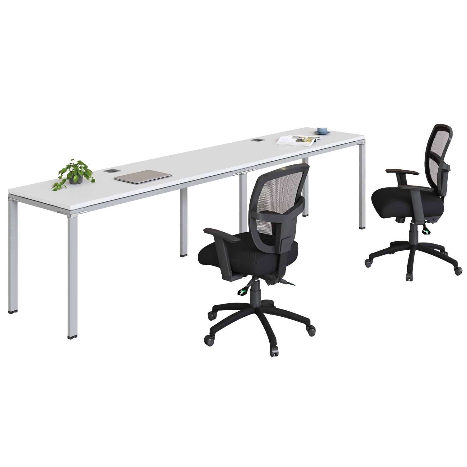 Boss Office Products Simple System Workstation Double Desks, 120in x 30in, White - Image 3