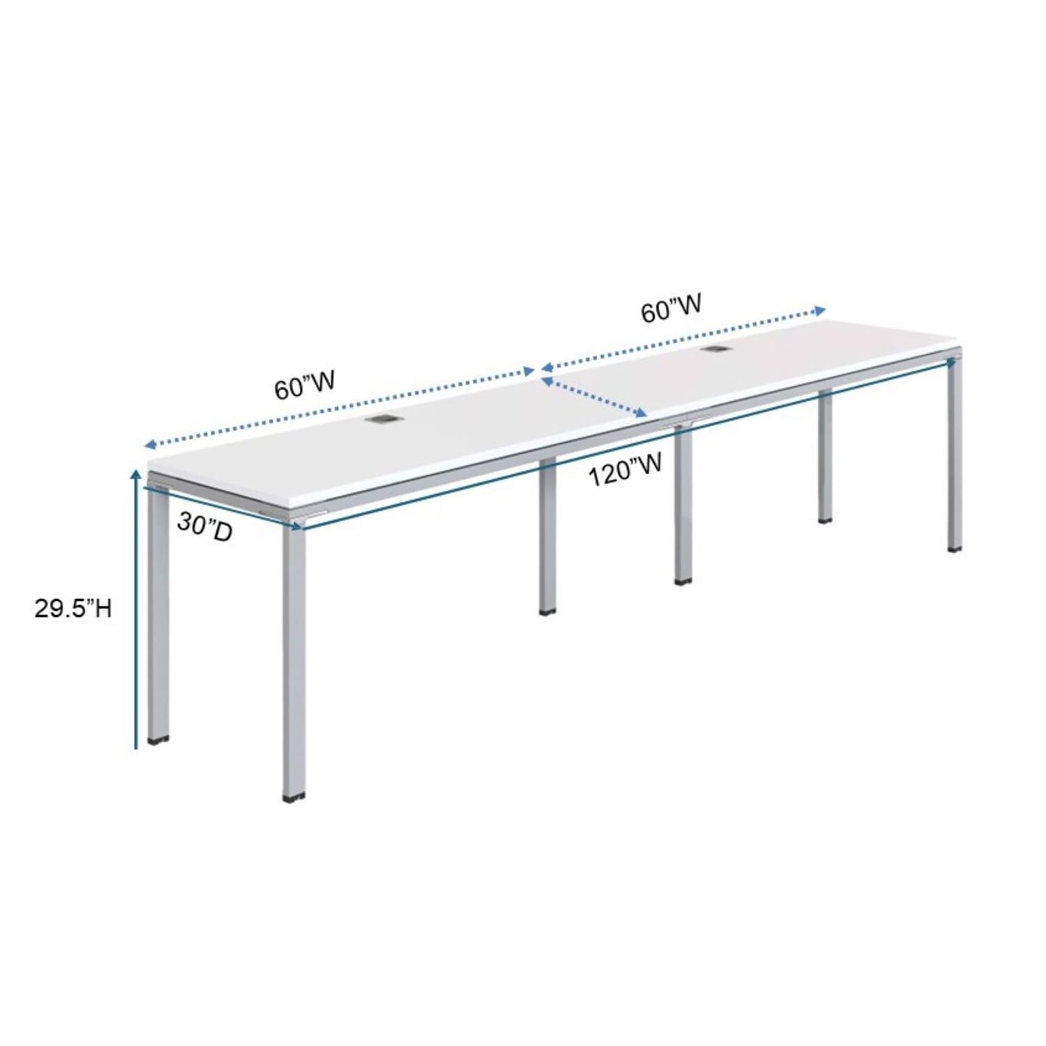 Boss Office Products Simple System Workstation Double Desks, 120in x 30in, White - Image 4