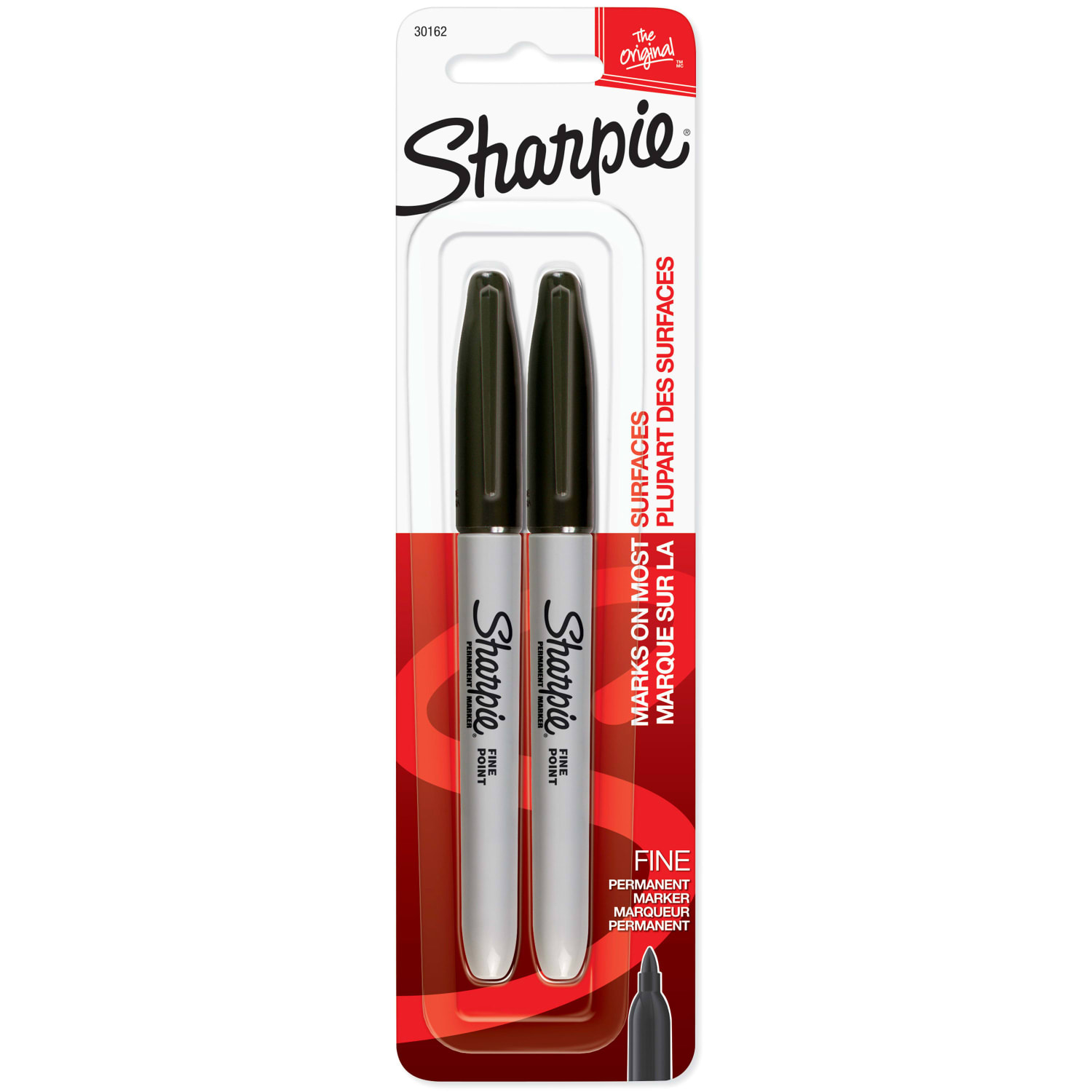Sharpie Permanent Fine-Point Markers, Black, Pack Of 2 Markers