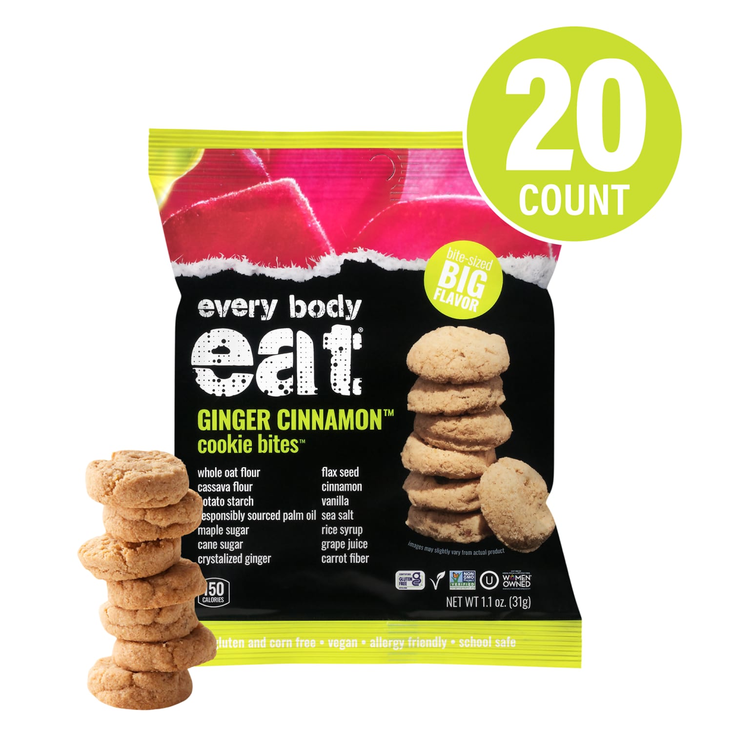 Every Body Eat Ginger Cinnamon Cookie Bites, 1.1 Oz, Total Qty 20 - Image 3